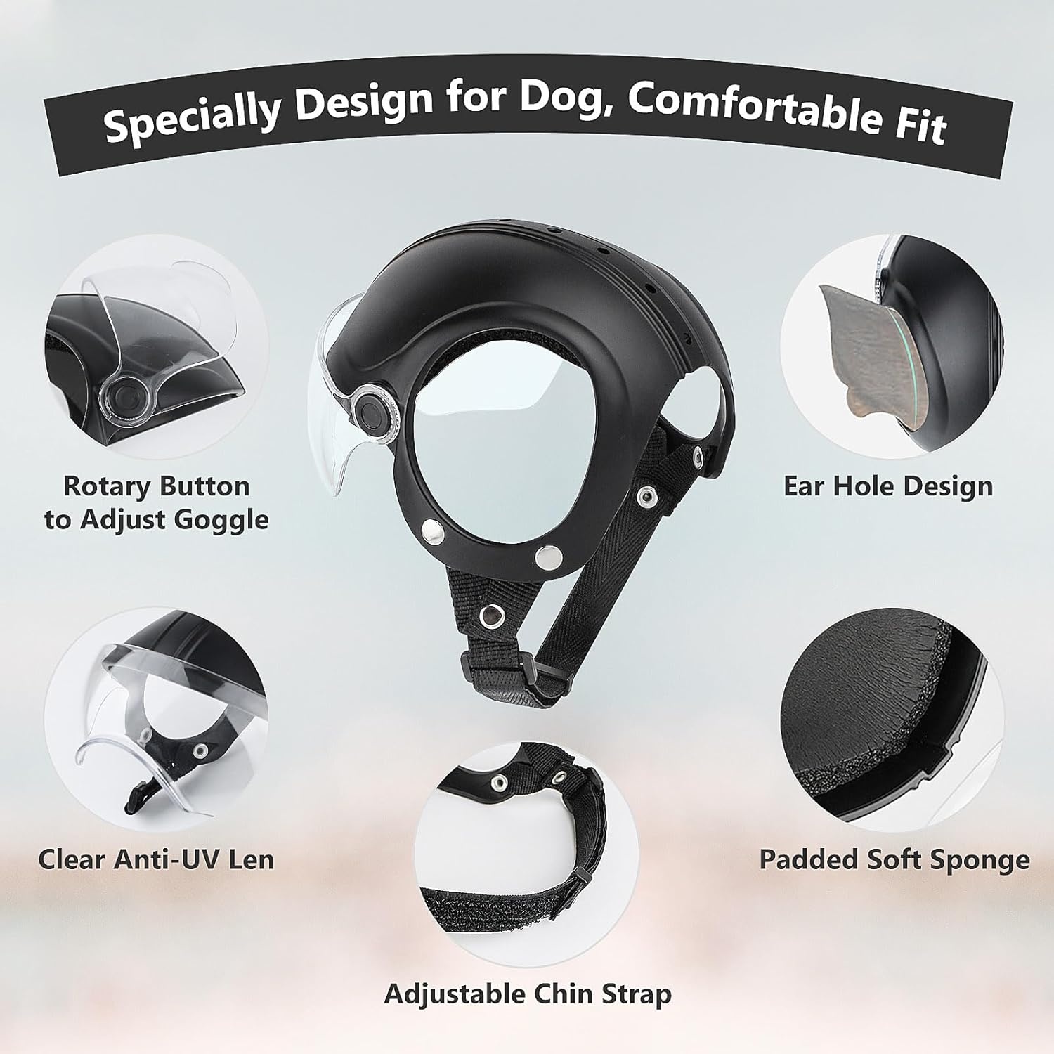image:imageEnjoying Dog Helmet with Clear Lens and Ear Holes Pet Motorcycle Helmet Dog Hats for Small to Medium Dogs Outdoor RidingDrivingWalkingClassic Clear Lens