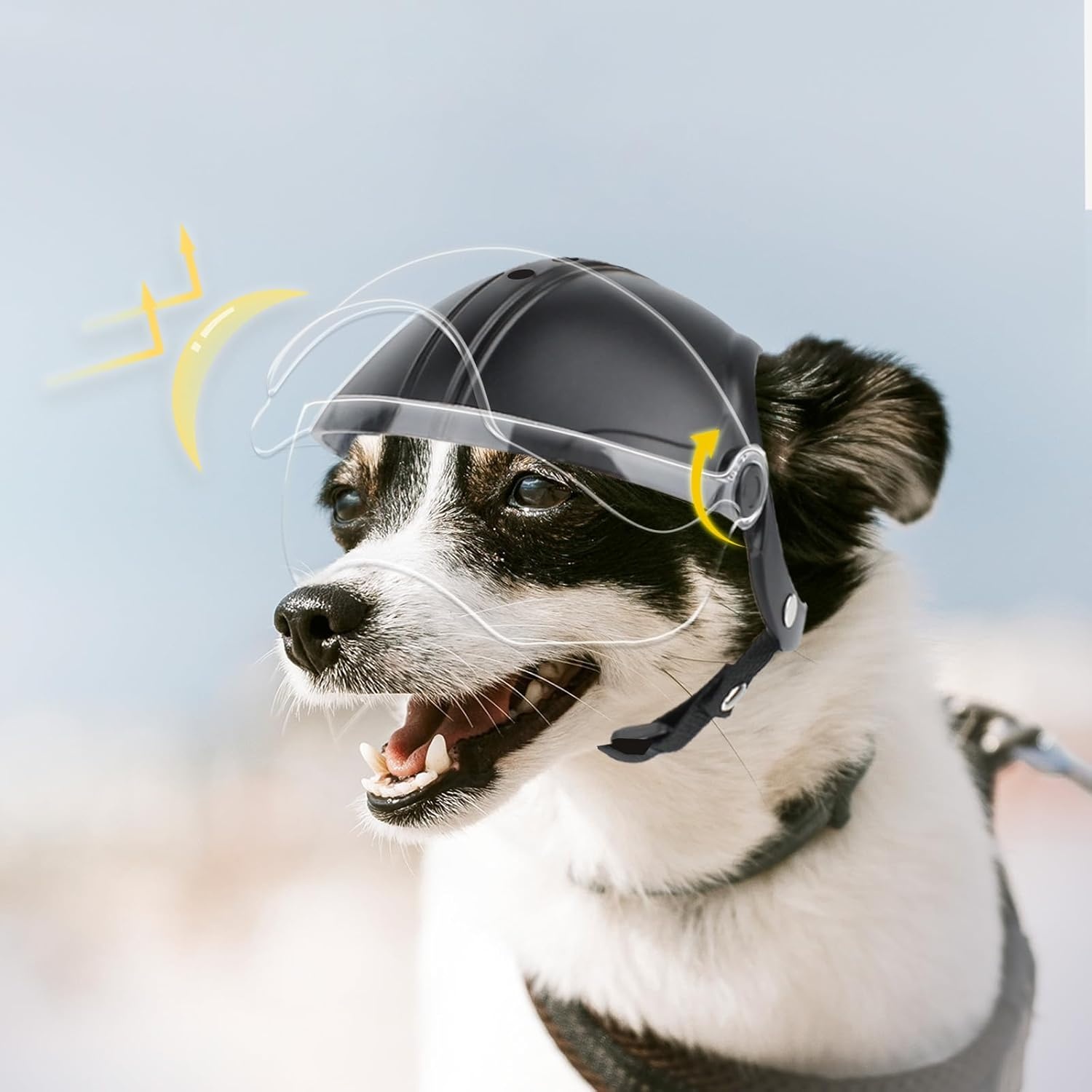 image:imageEnjoying Dog Helmet with Clear Lens and Ear Holes Pet Motorcycle Helmet Dog Hats for Small to Medium Dogs Outdoor RidingDrivingWalkingClassic Clear Lens