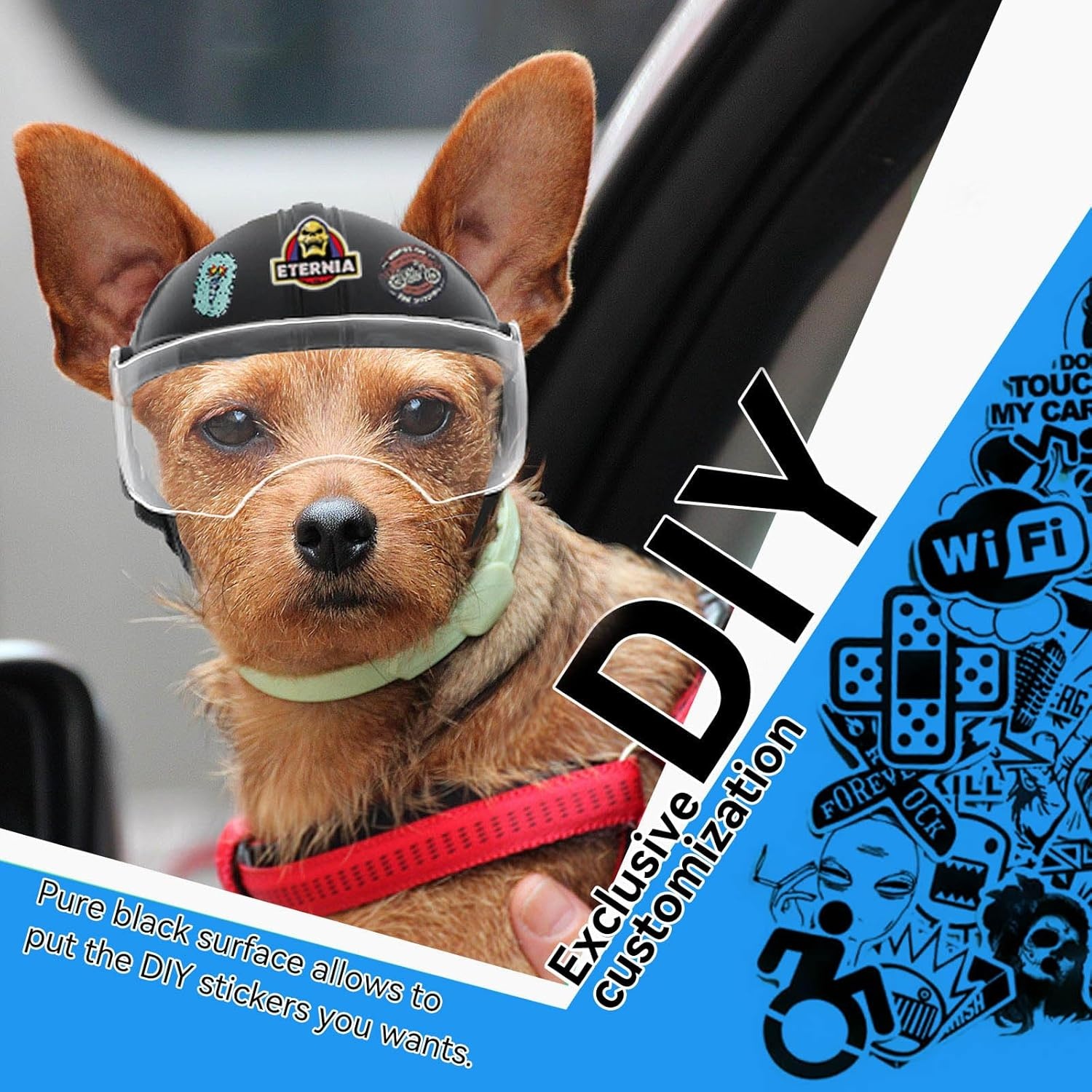 image:imageEnjoying Dog Helmet with Clear Lens and Ear Holes Pet Motorcycle Helmet Dog Hats for Small to Medium Dogs Outdoor RidingDrivingWalkingClassic Clear Lens