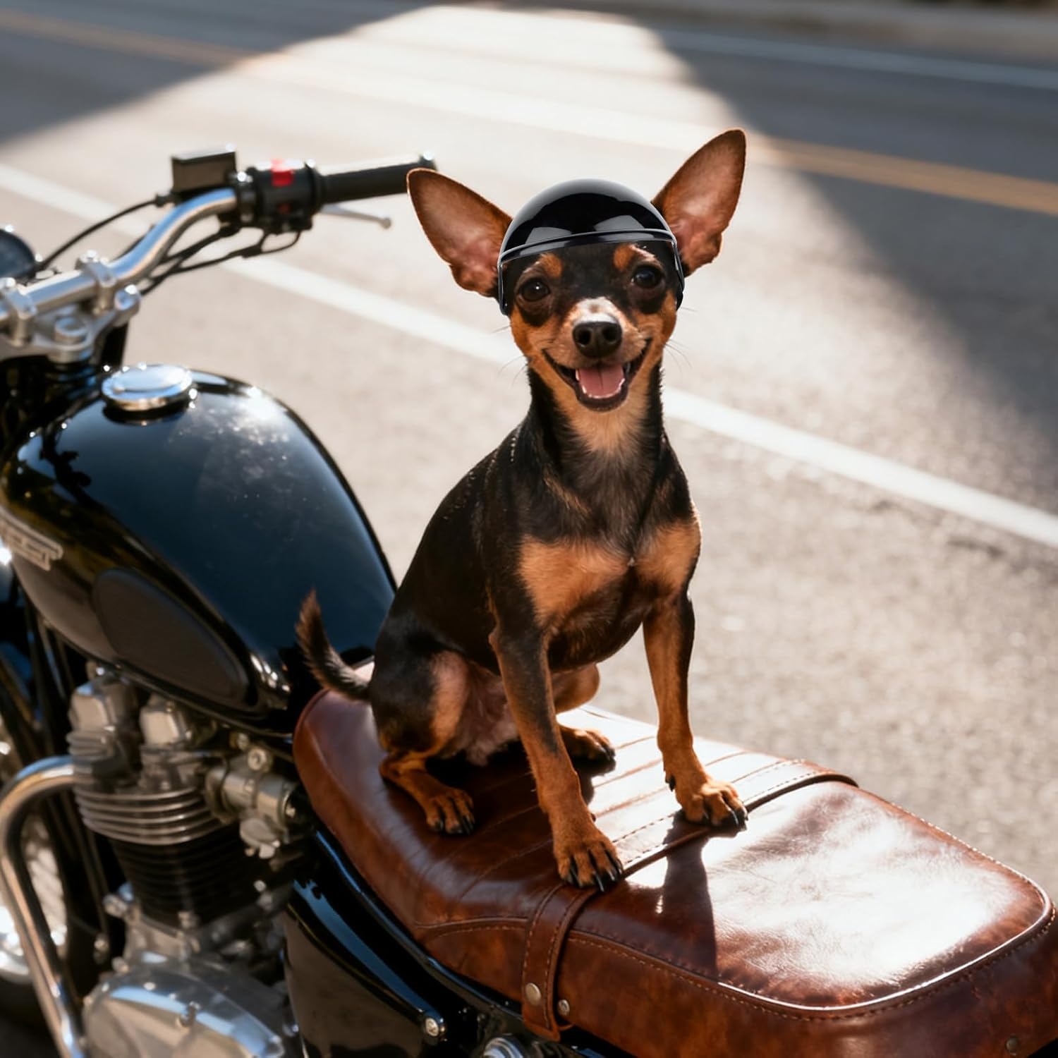 image:imageEnjoying Dog Helmets for ExtraSmall to Small Dogs Chihuahua Mixed Helmet Tiny to Small Dog Helmet Cat Hat for Outdoor Motorcycing Biking Travelling Exploring Adjustable SXSmall Without Goggles