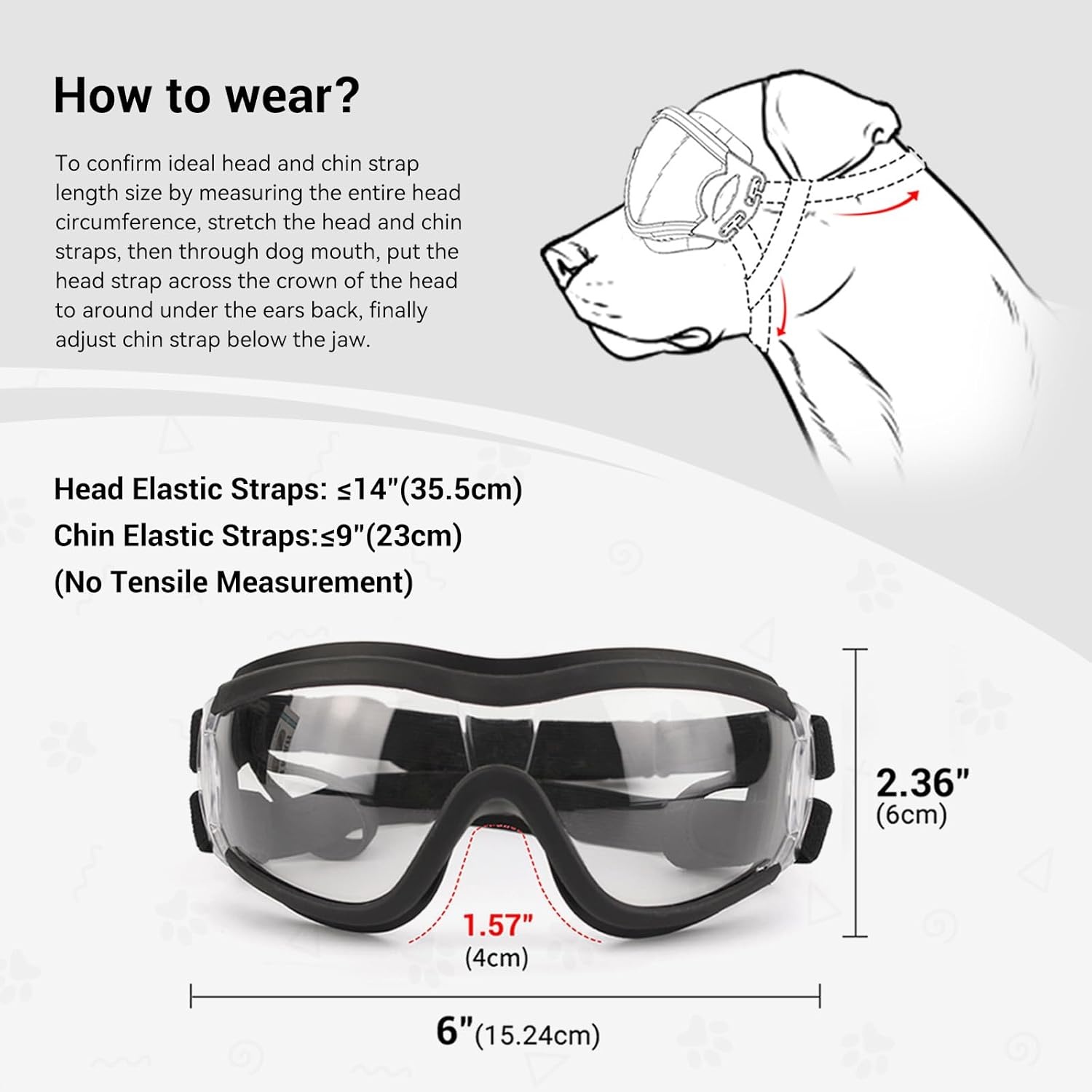 image:imageENJOYING Clear Dog Goggles Medium AntiUV Doggy Sunglasses for MediumLarge Dogs Outdoor FogProof Windproof Snowproof Dog Glasses Adjustable Easy Wear TransparentClear