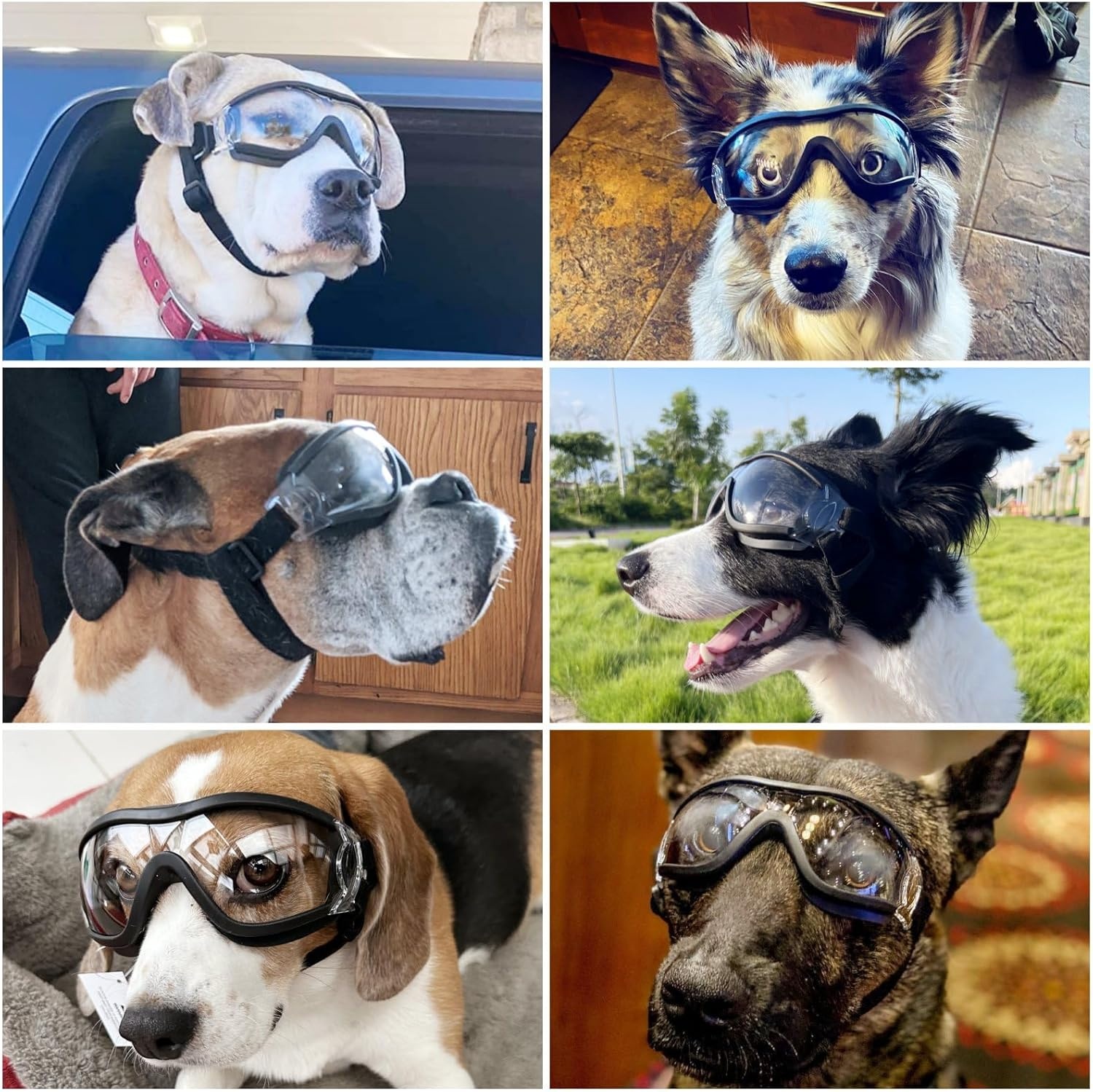 image:imageENJOYING Clear Dog Goggles Medium AntiUV Doggy Sunglasses for MediumLarge Dogs Outdoor FogProof Windproof Snowproof Dog Glasses Adjustable Easy Wear TransparentClear
