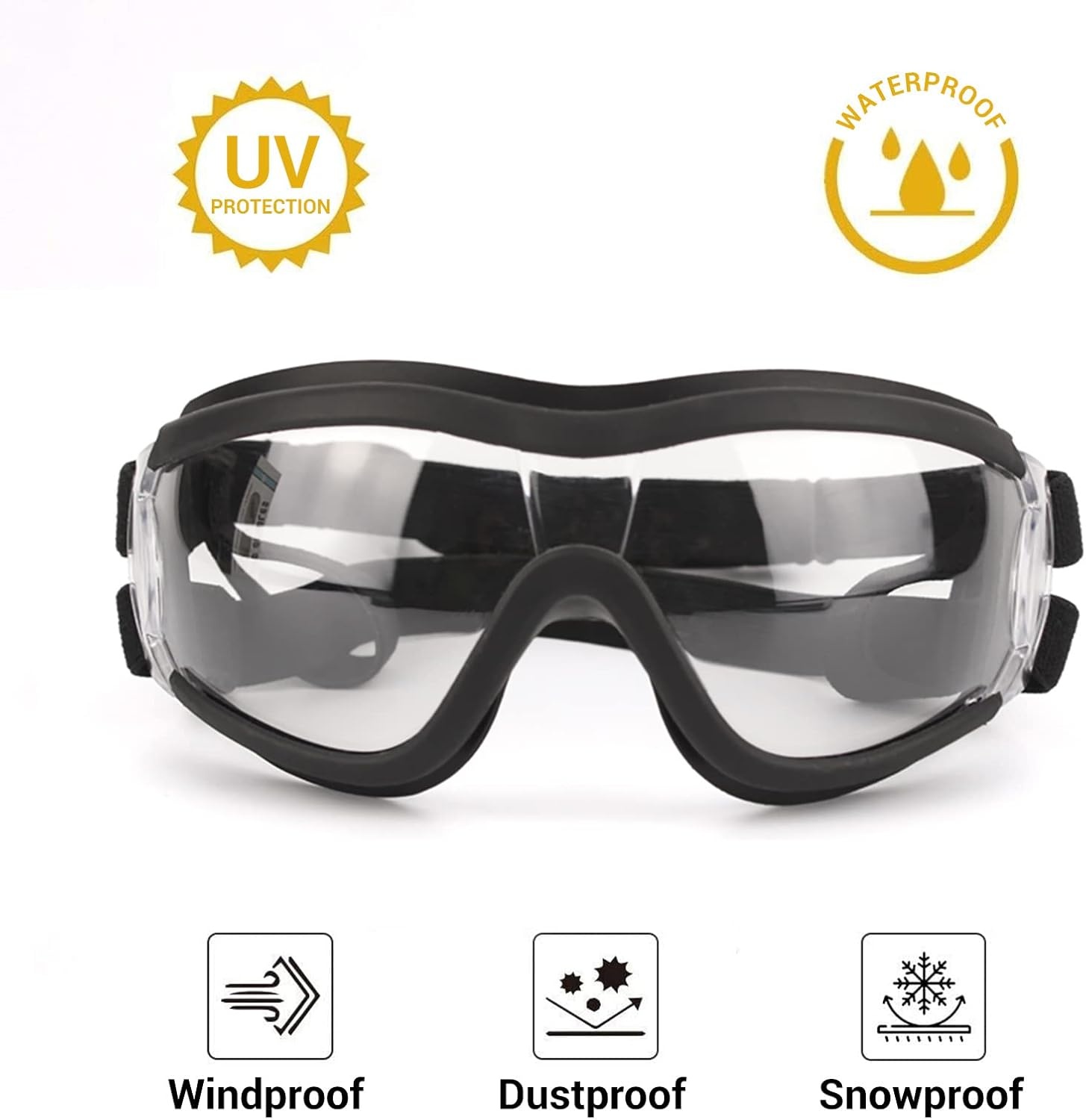 image:imageENJOYING Clear Dog Goggles Medium AntiUV Doggy Sunglasses for MediumLarge Dogs Outdoor FogProof Windproof Snowproof Dog Glasses Adjustable Easy Wear TransparentClear