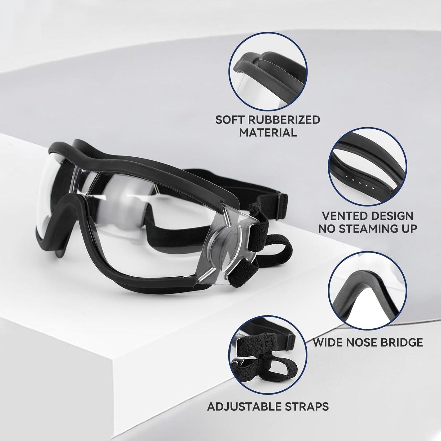 image:imageENJOYING Clear Dog Goggles Medium AntiUV Doggy Sunglasses for MediumLarge Dogs Outdoor FogProof Windproof Snowproof Dog Glasses Adjustable Easy Wear TransparentClear