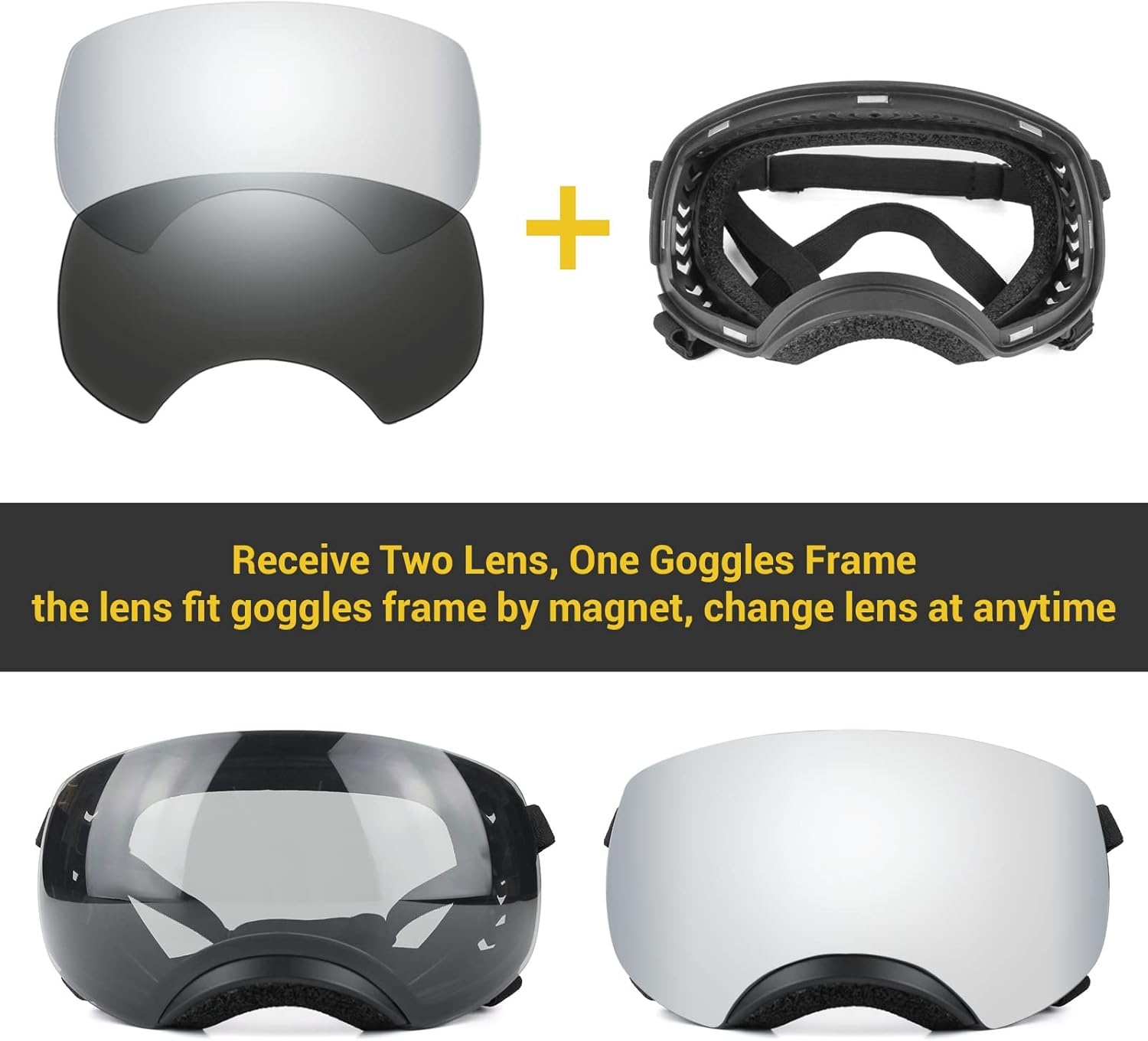 image:imageEnjoying Dog Goggles Large Breed with Replaceable Lenses SilverBlack Interchangeable Sunglasses for Dogs Medium Large Breed Summer UV Dog Eye Protection Winter Pet Snow Goggles Green2 Lens