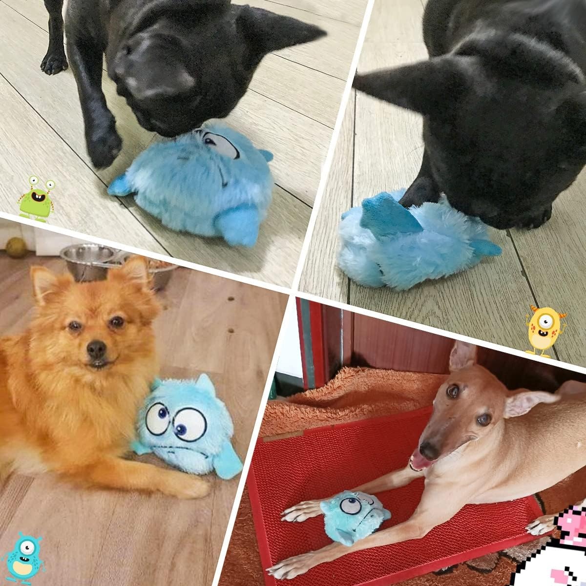 image:imageEnjoying Dog Interactive Toys 2in1 Dog Plush Squeaky Small Balls Pet Toys Halloween Xmas for Small Medium Large Dogs Blue MonsterBlue