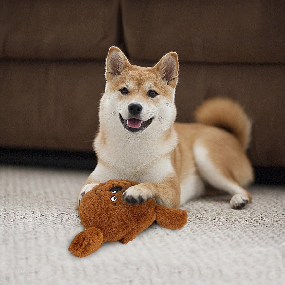 image:imageEnjoying Dog Interactive Toys 2in1 Dog Plush Squeaky Small Balls Pet Toys Halloween Xmas for Small Medium Large Dogs Blue MonsterBrown
