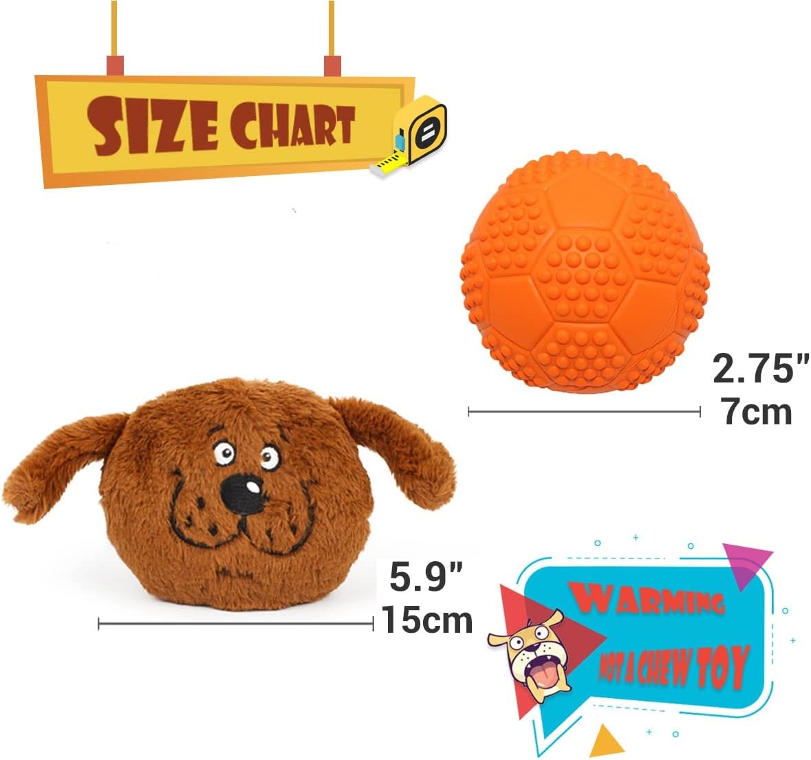 image:imageEnjoying Dog Interactive Toys 2in1 Dog Plush Squeaky Small Balls Pet Toys Halloween Xmas for Small Medium Large Dogs Blue MonsterBrown