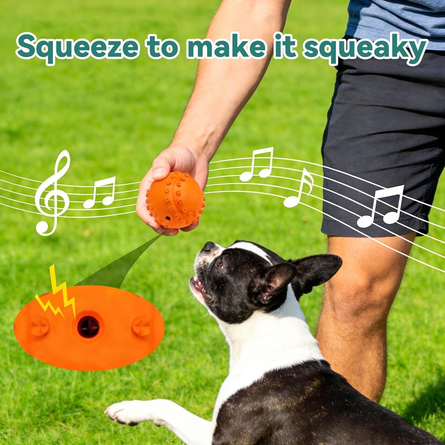 image:imageEnjoying Dog Interactive Toys 2in1 Dog Plush Squeaky Small Balls Pet Toys Halloween Xmas for Small Medium Large Dogs Blue MonsterCool Blue
