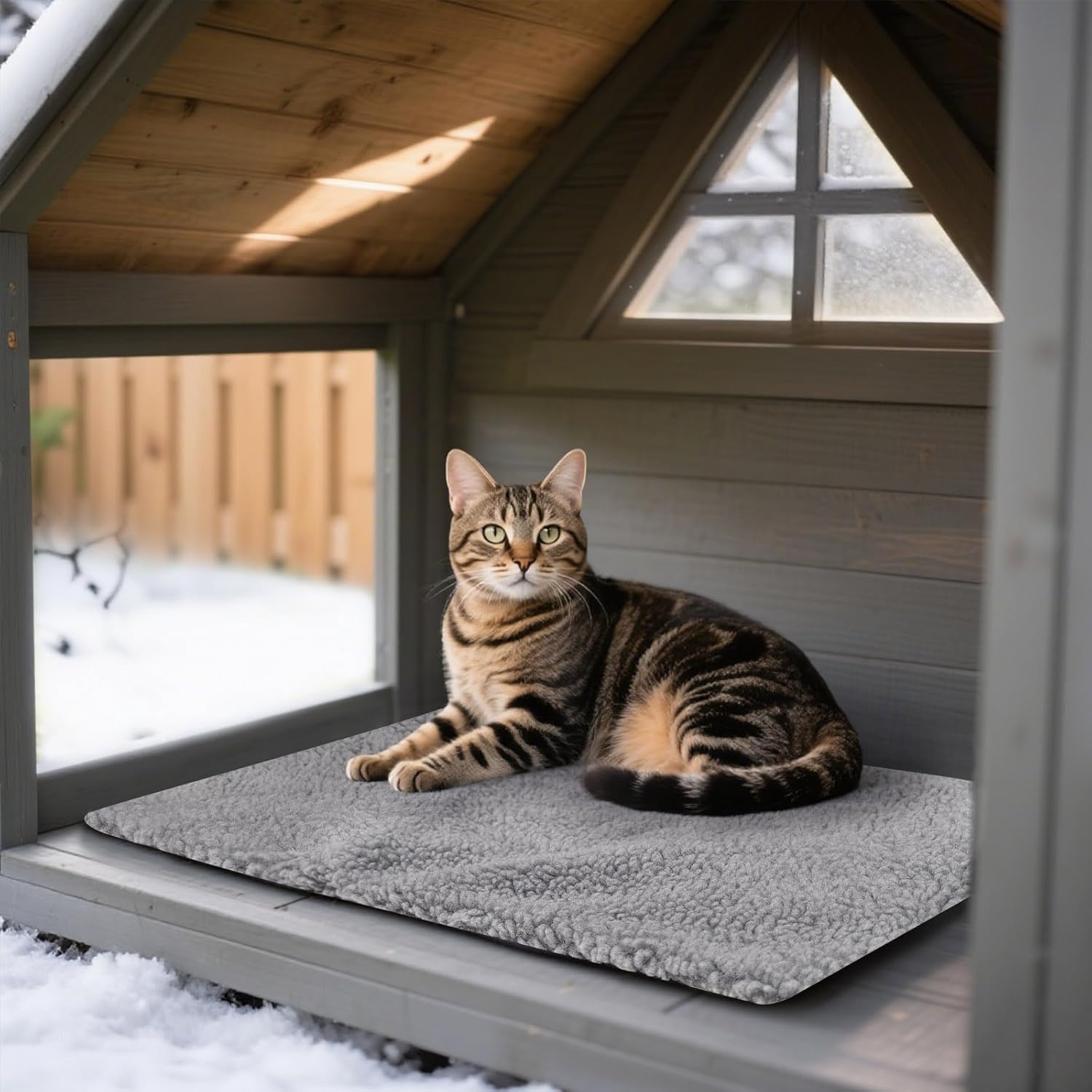 image:imageEnjoying Plush Cat Bed Mat Diameter 195 Round Pad with Pillow Around for Cats Dogs RelyingCurling Sleep Warm Dog Cushion for Crates Antiskid Bottom Large GrayLargeRectangular