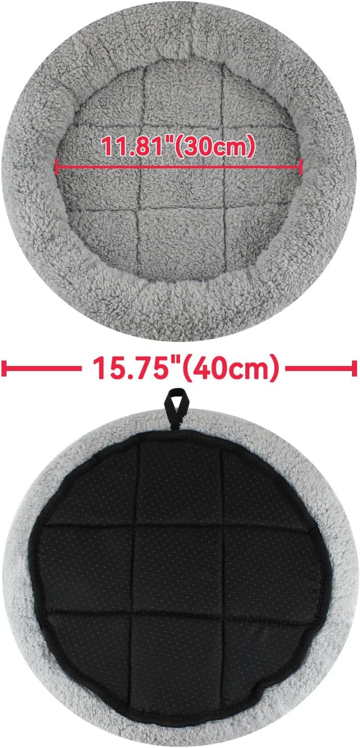 image:imageEnjoying Plush Cat Bed Mat Diameter 195 Round Pad with Pillow Around for Cats Dogs RelyingCurling Sleep Warm Dog Cushion for Crates Antiskid Bottom Large GrayMediumRound