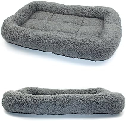 image:imageEnjoying Plush Cat Bed Mat Diameter 195 Round Pad with Pillow Around for Cats Dogs RelyingCurling Sleep Warm Dog Cushion for Crates Antiskid Bottom Large GrayMediumRectangular