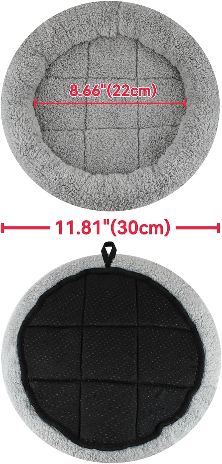 image:imageEnjoying Plush Cat Bed Mat Diameter 195 Round Pad with Pillow Around for Cats Dogs RelyingCurling Sleep Warm Dog Cushion for Crates Antiskid Bottom Large GraySmallRound