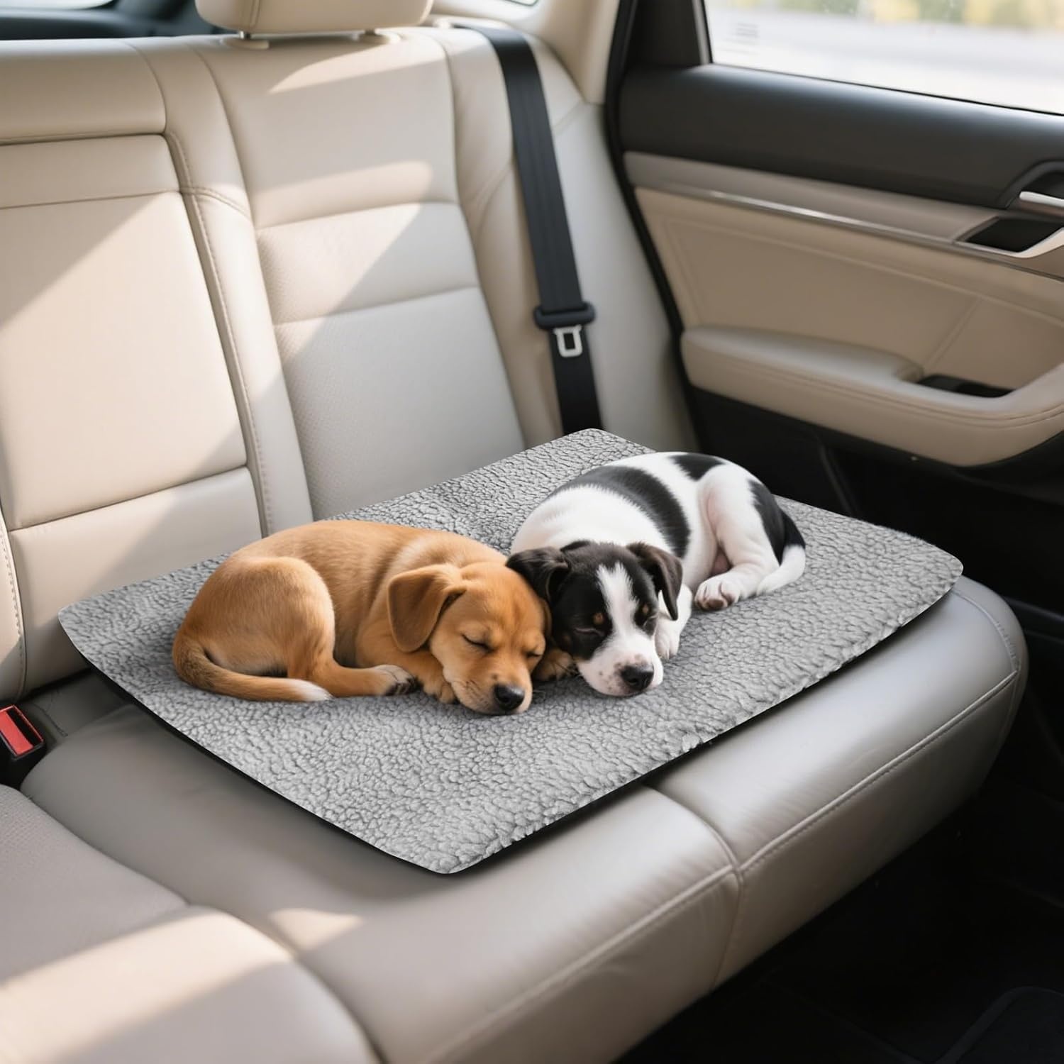 image:imageEnjoying Plush Cat Bed Mat Diameter 195 Round Pad with Pillow Around for Cats Dogs RelyingCurling Sleep Warm Dog Cushion for Crates Antiskid Bottom Large GrayLargeRectangular
