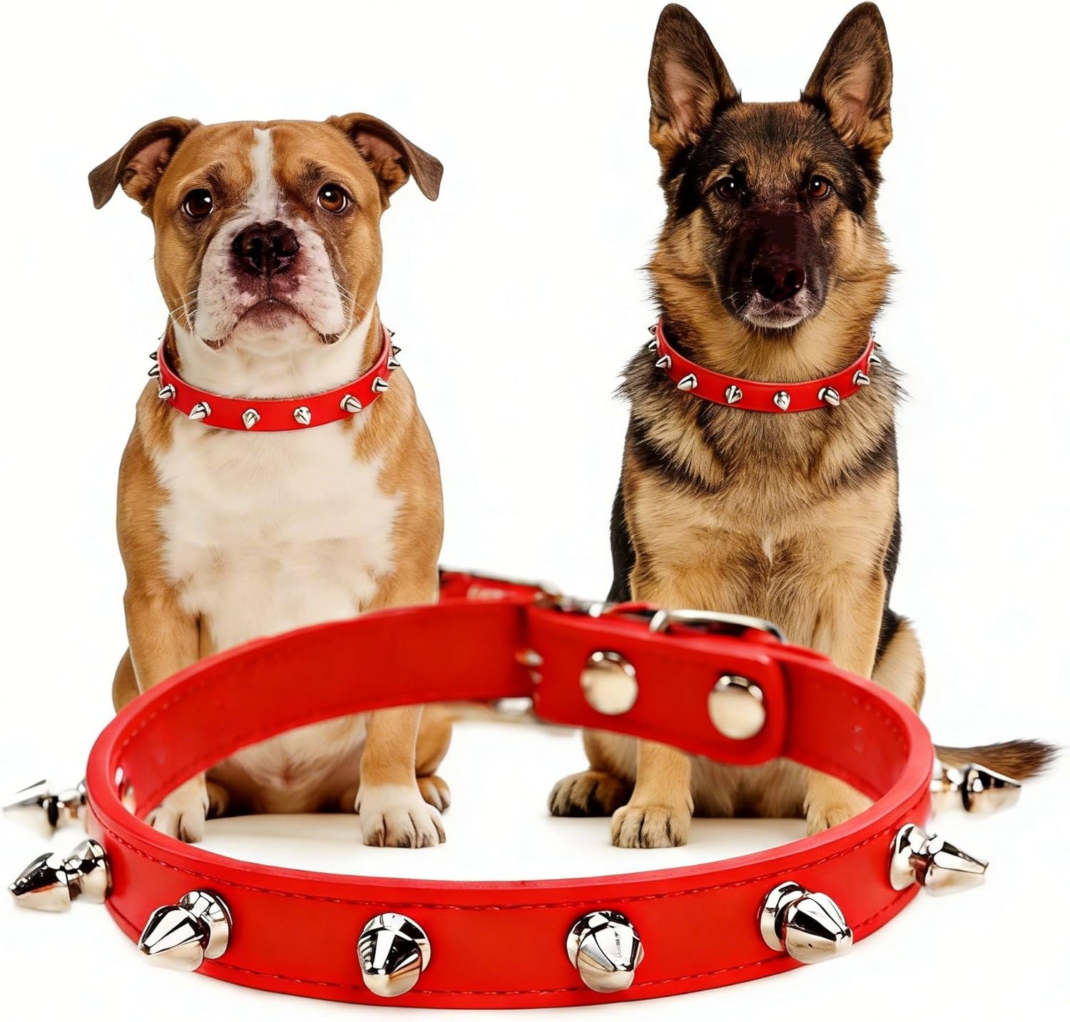 image:imageEnjoying Spike Cat Collar Spiked Dog Collar for ExtraSmall to Small Dogs AntiBite Studded Protective Faux Leather Spiky Collar with Metal Rings for Hold Pet TagsLeash Adjustable Red XSRed