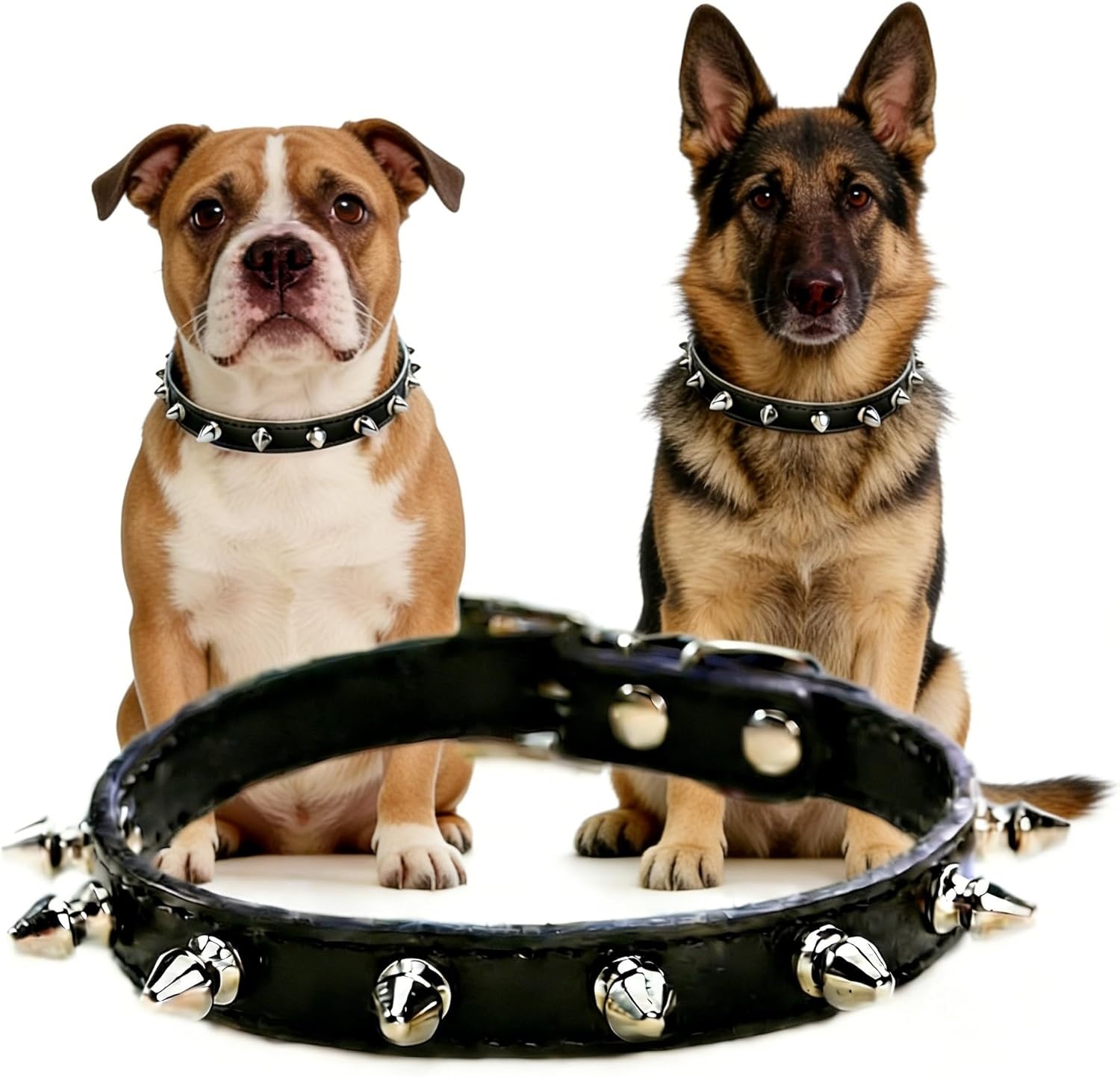 image:imageEnjoying Spike Cat Collar Spiked Dog Collar for ExtraSmall to Small Dogs AntiBite Studded Protective Faux Leather Spiky Collar with Metal Rings for Hold Pet TagsLeash Adjustable Red XSBlack