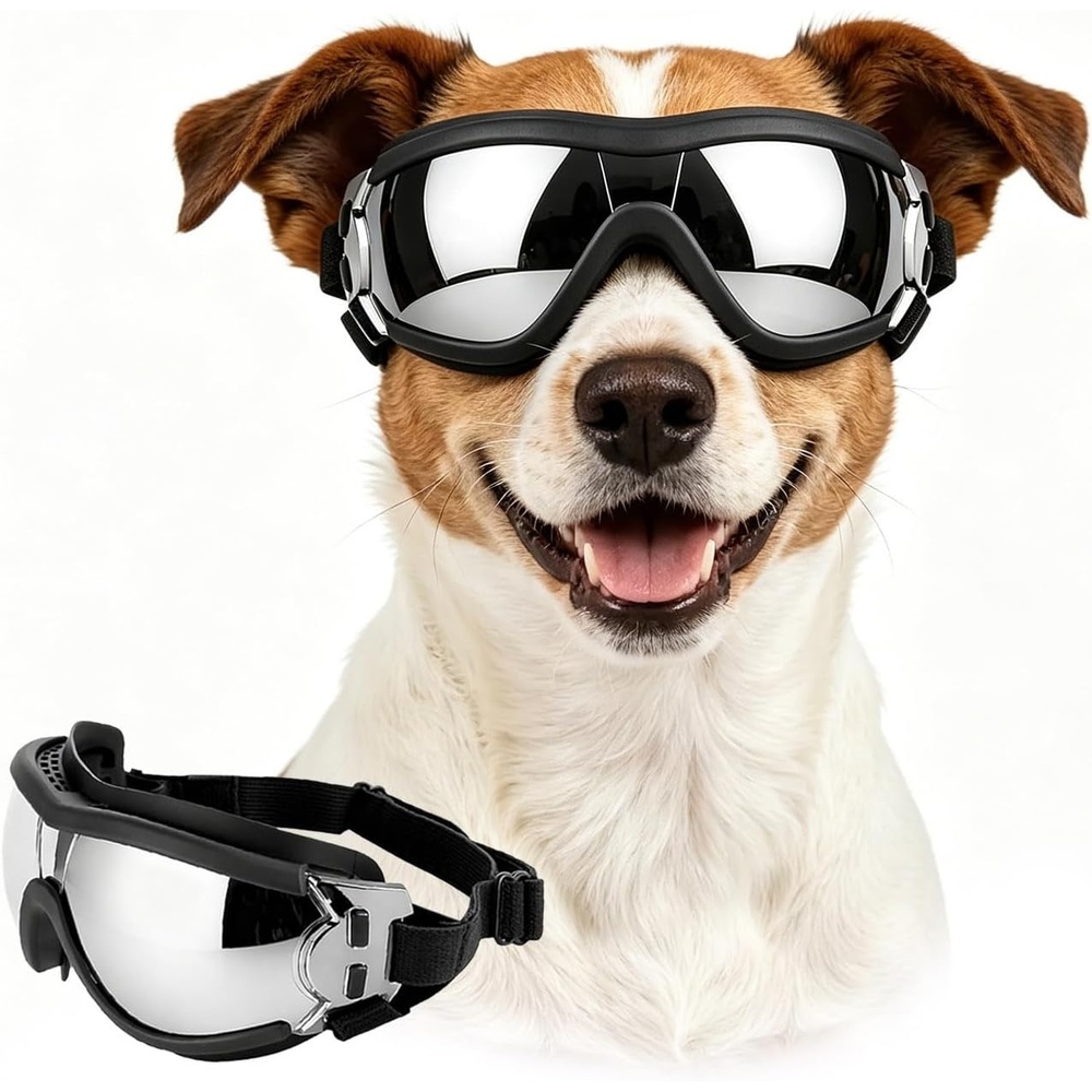 image:imageEnjoying Dog Goggles Small Breed Dog Sunglasses UV Protection Cycling Eye Protection for Small Dogs Breathable Windproof Dustproof AntiFog Adjustable Straps Classic PinkGloss Black