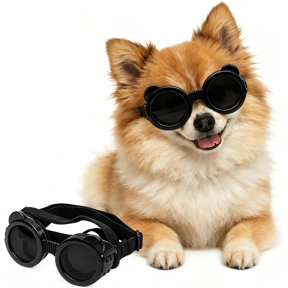 image:imageEnjoying Dog Goggles Small Breed Dog Sunglasses UV Protection Cycling Eye Protection for Small Dogs Breathable Windproof Dustproof AntiFog Adjustable Straps Classic PinkPanda Black