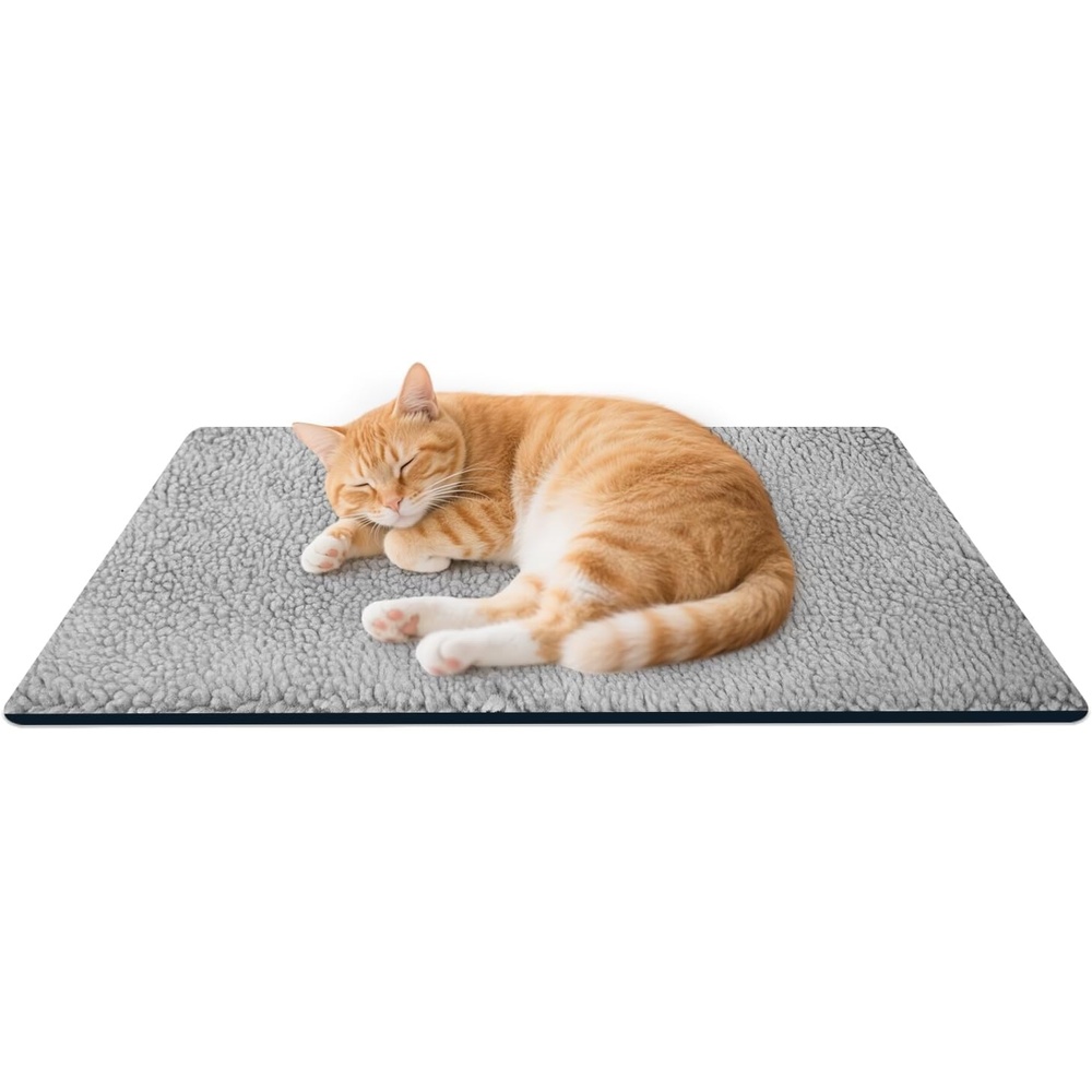 image:imageEnjoying Plush Cat Bed Mat Diameter 195 Round Pad with Pillow Around for Cats Dogs RelyingCurling Sleep Warm Dog Cushion for Crates Antiskid Bottom Large GrayLargeRectangular