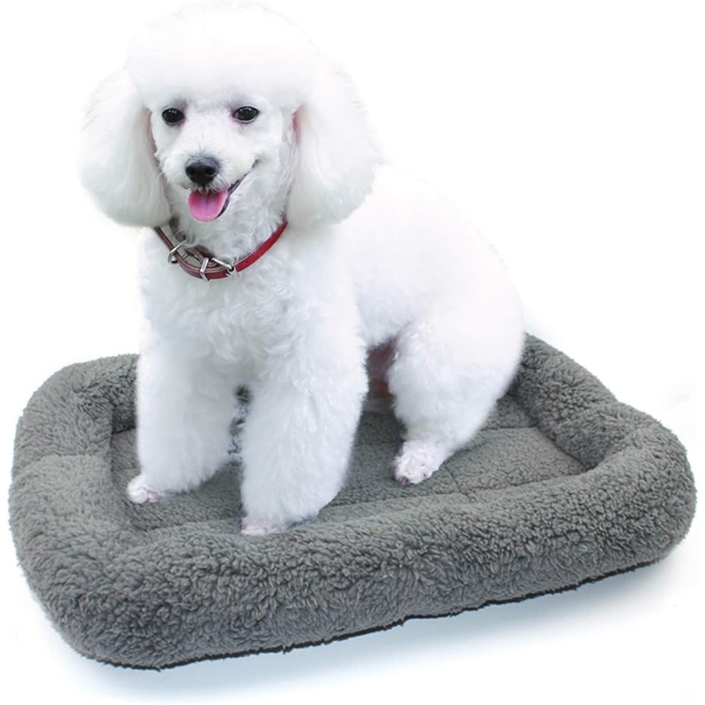 image:imageEnjoying Plush Cat Bed Mat Diameter 195 Round Pad with Pillow Around for Cats Dogs RelyingCurling Sleep Warm Dog Cushion for Crates Antiskid Bottom Large GrayMediumRectangular