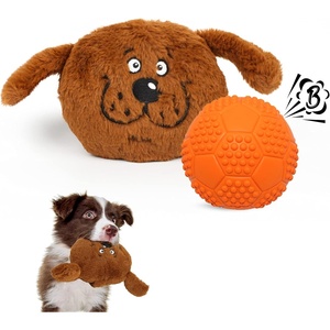 image:imageEnjoying Dog Interactive Toys 2in1 Dog Plush Squeaky Small Balls Pet Toys Halloween Xmas for Small Medium Large Dogs Blue MonsterBrown