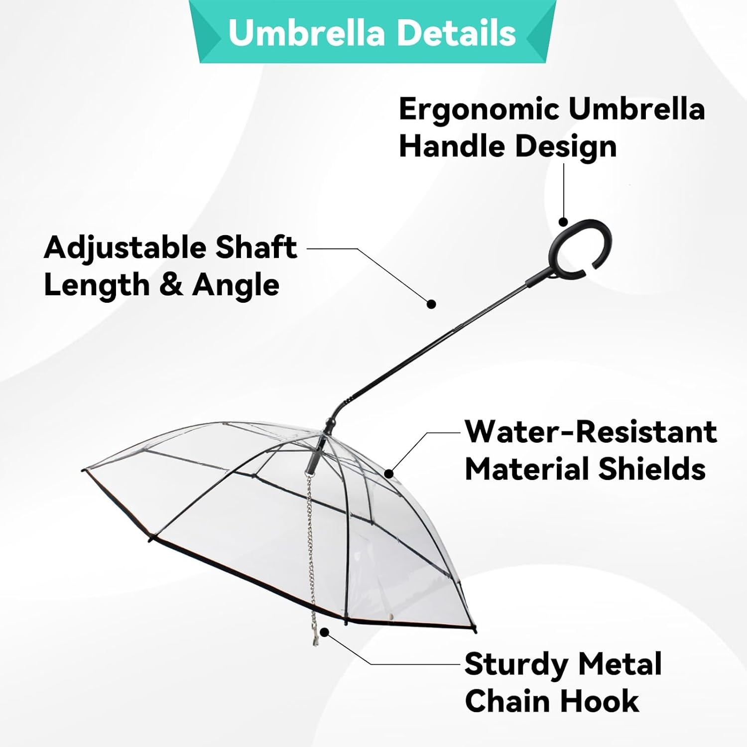 image:imageENJOYING Small Dog Umbrella Clear Dog Umbrella Leash for Small Dogs Keeps Dogs Dry Walking Rain Doggie Rain Umbrella with Adjustable Leash SelfAssemblyClear B