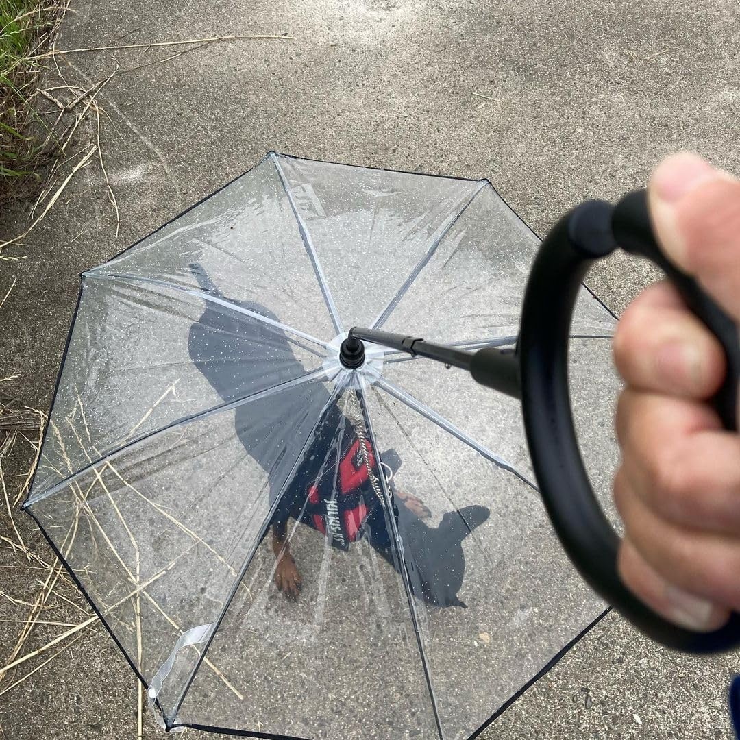 image:imageENJOYING Small Dog Umbrella Clear Dog Umbrella Leash for Small Dogs Keeps Dogs Dry Walking Rain Doggie Rain Umbrella with Adjustable Leash SelfAssemblyClear B
