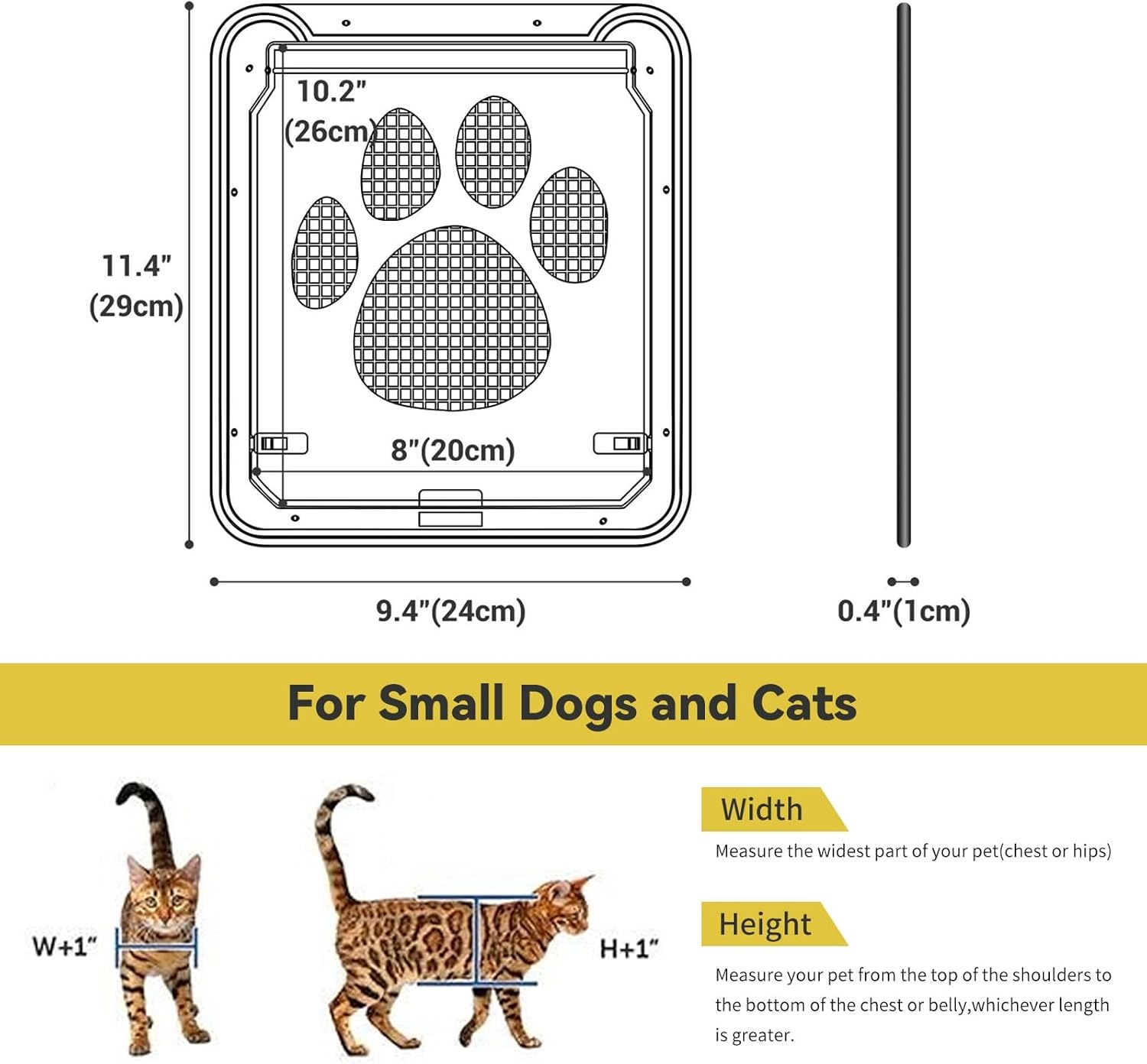 image:imageEnjoying Cat Door for Screen Doors Passage Opening 83 x 103 Access Freely Magnetic Swing Flap Small Pet Door for Sliding Doors Window Lockable BlackBlack8W x 102H