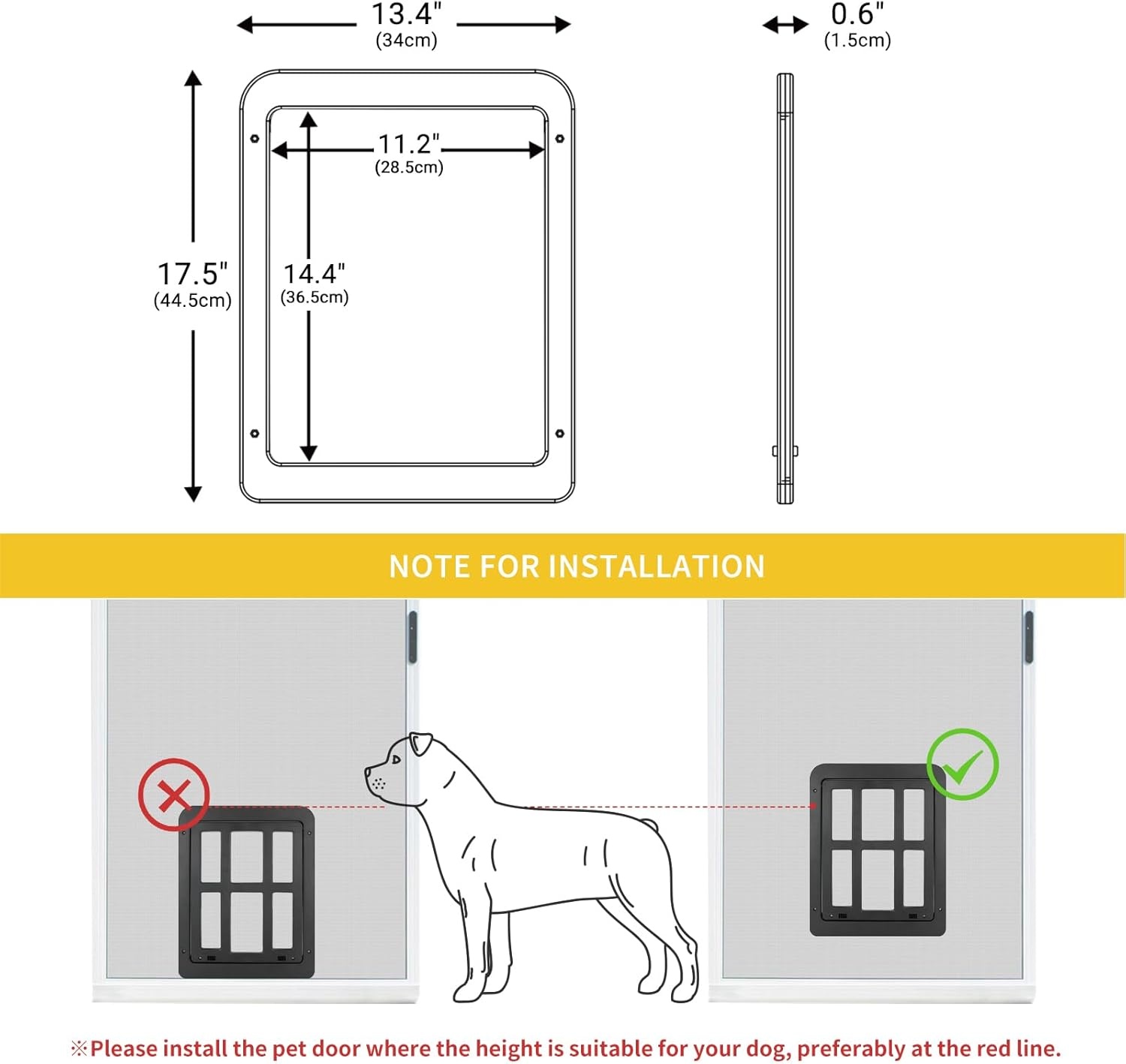 image:imageEnjoying Cat Door for Screen Doors Passage Opening 83 x 103 Access Freely Magnetic Swing Flap Small Pet Door for Sliding Doors Window Lockable BlackBlack112W x 144H
