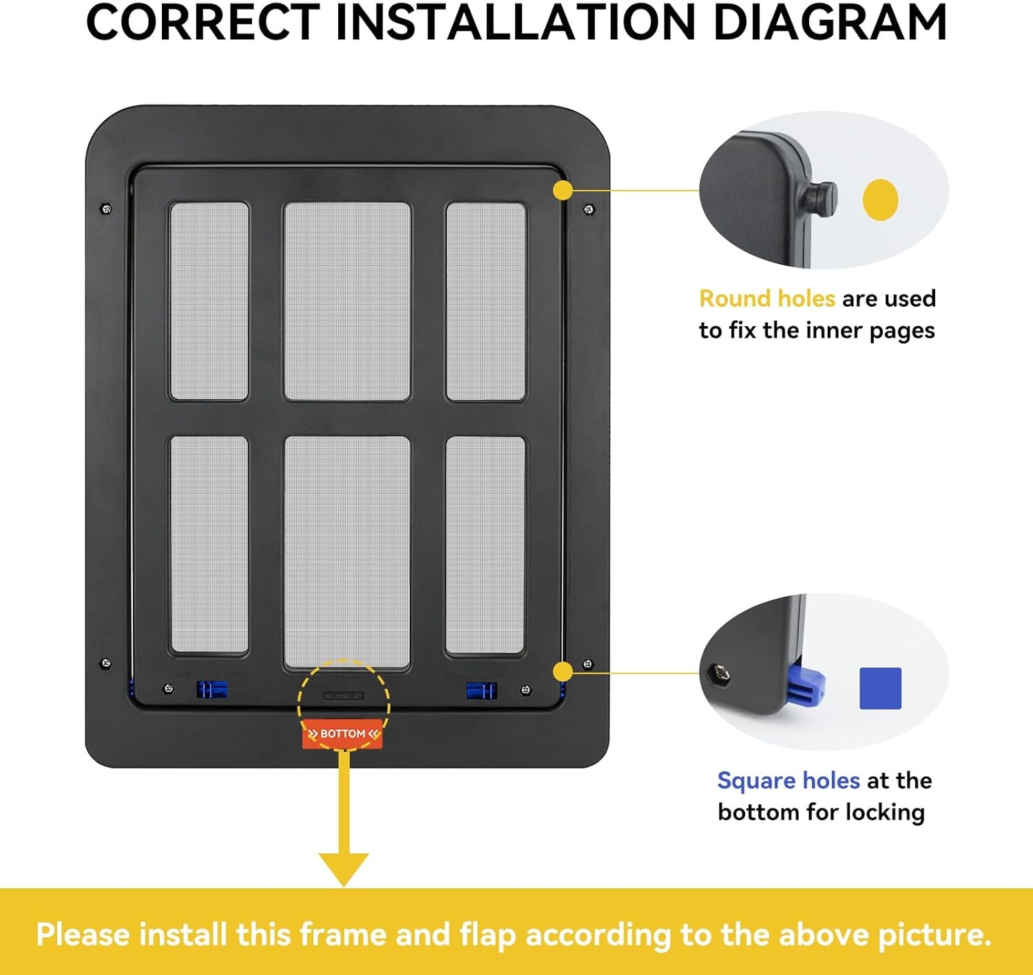 image:imageEnjoying Cat Door for Screen Doors Passage Opening 83 x 103 Access Freely Magnetic Swing Flap Small Pet Door for Sliding Doors Window Lockable BlackBlack83W x 103H