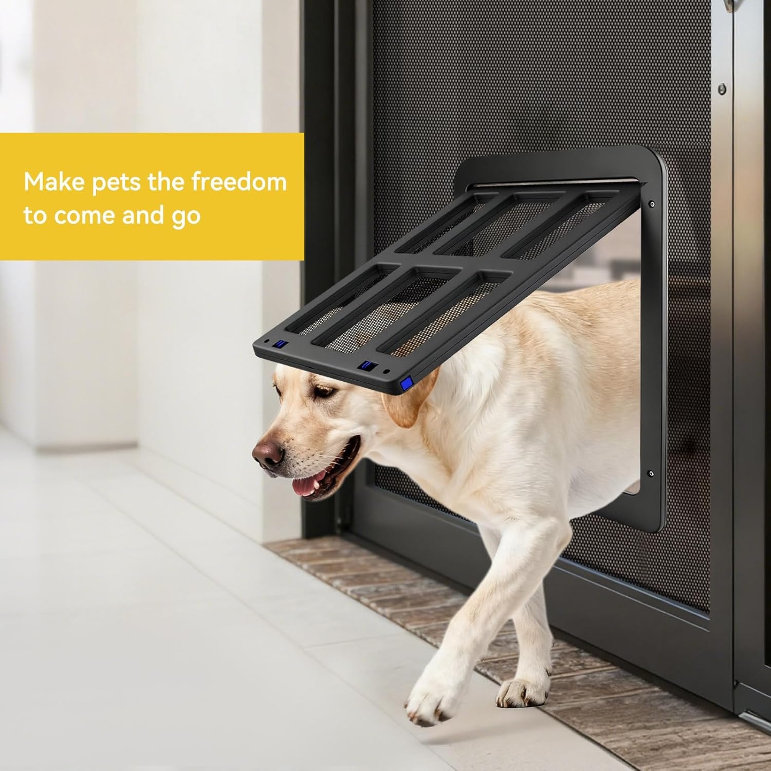image:imageEnjoying Cat Door for Screen Doors Passage Opening 83 x 103 Access Freely Magnetic Swing Flap Small Pet Door for Sliding Doors Window Lockable BlackBlack112W x 144H