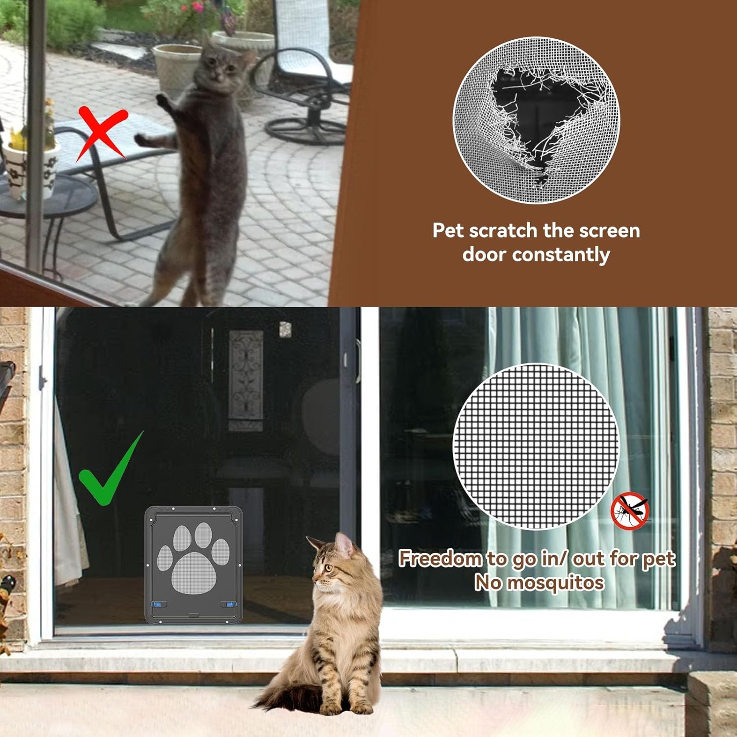 image:imageEnjoying Cat Door for Screen Doors Passage Opening 83 x 103 Access Freely Magnetic Swing Flap Small Pet Door for Sliding Doors Window Lockable BlackBlack8W x 102H
