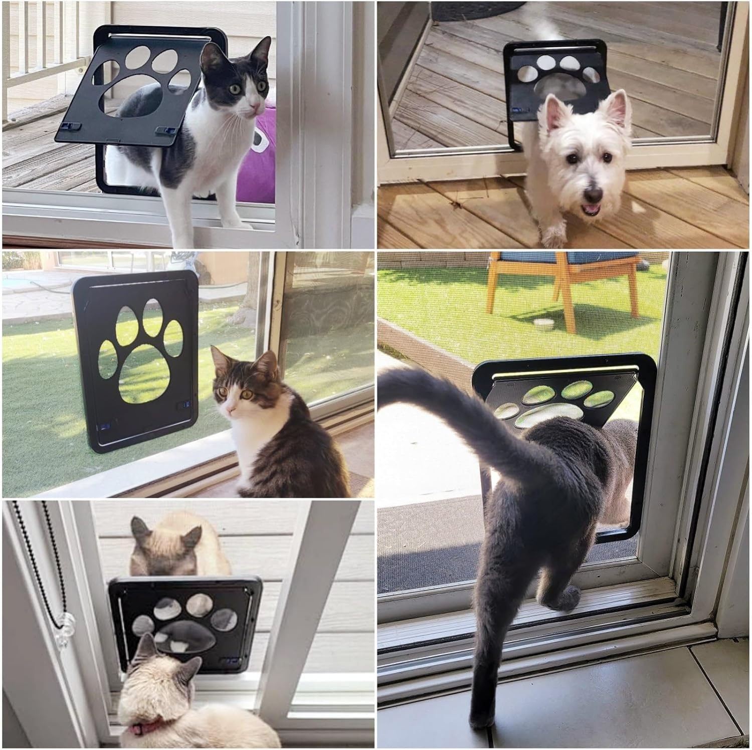 image:imageEnjoying Cat Door for Screen Doors Passage Opening 83 x 103 Access Freely Magnetic Swing Flap Small Pet Door for Sliding Doors Window Lockable BlackBlack8W x 102H