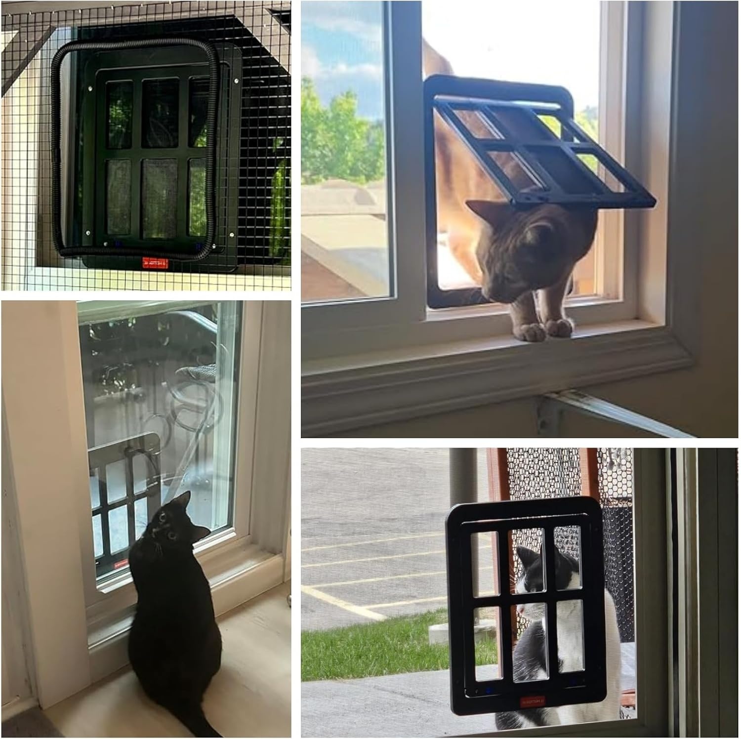 image:imageEnjoying Cat Door for Screen Doors Passage Opening 83 x 103 Access Freely Magnetic Swing Flap Small Pet Door for Sliding Doors Window Lockable BlackBlack83W x 103H