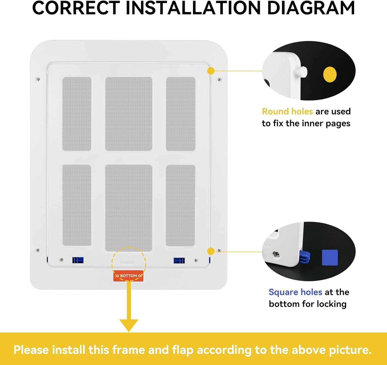 image:imageEnjoying Cat Door for Screen Doors Passage Opening 83 x 103 Access Freely Magnetic Swing Flap Small Pet Door for Sliding Doors Window Lockable BlackWhite112W x 144H