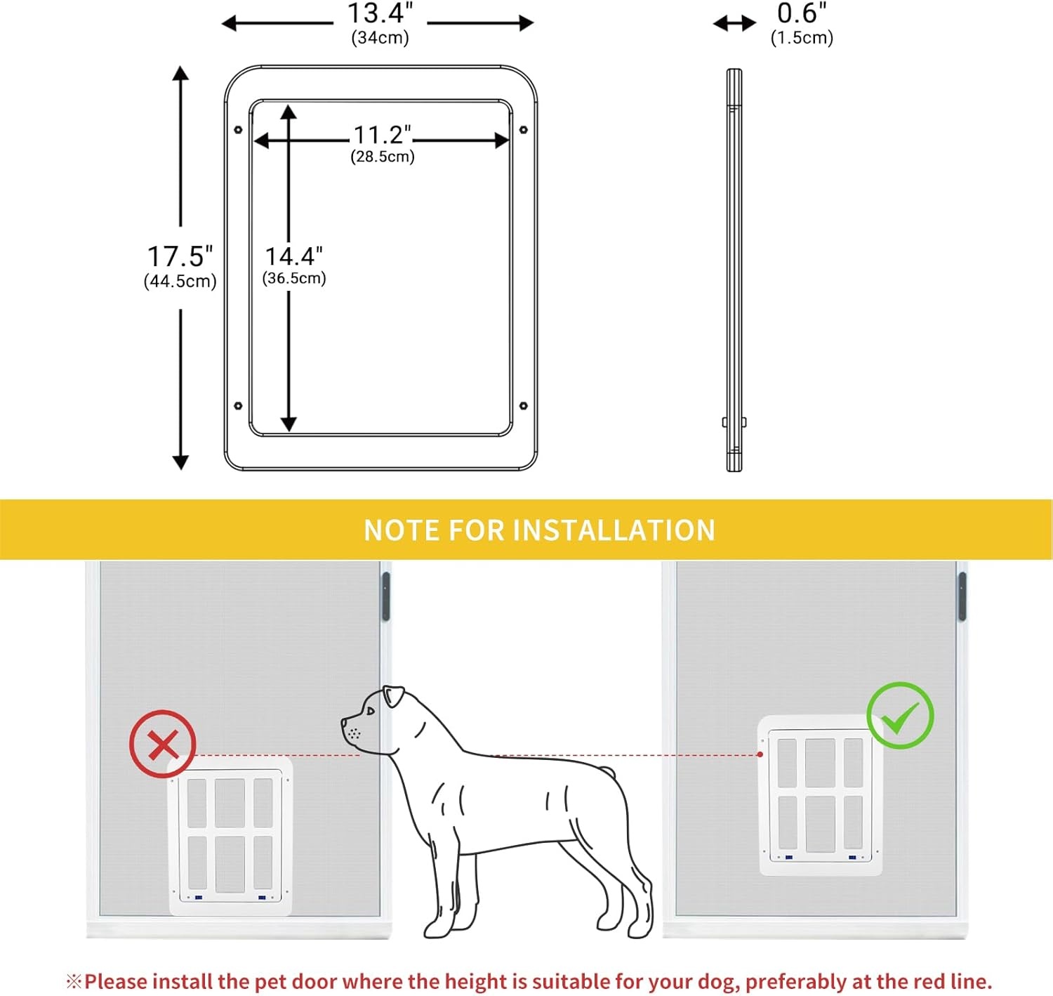 image:imageEnjoying Cat Door for Screen Doors Passage Opening 83 x 103 Access Freely Magnetic Swing Flap Small Pet Door for Sliding Doors Window Lockable BlackWhite112W x 144H