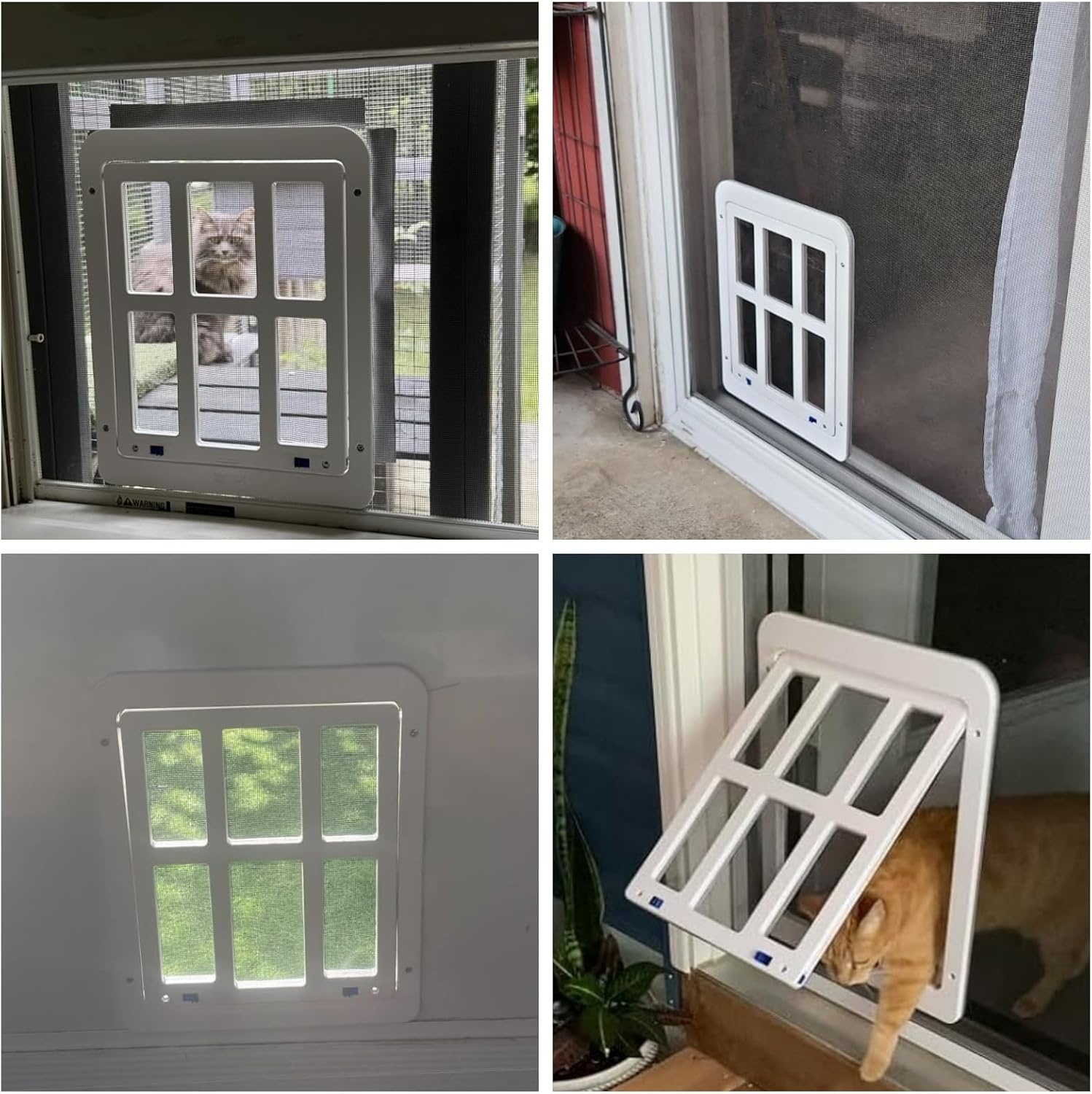 image:imageEnjoying Cat Door for Screen Doors Passage Opening 83 x 103 Access Freely Magnetic Swing Flap Small Pet Door for Sliding Doors Window Lockable BlackWhite83W x 103H