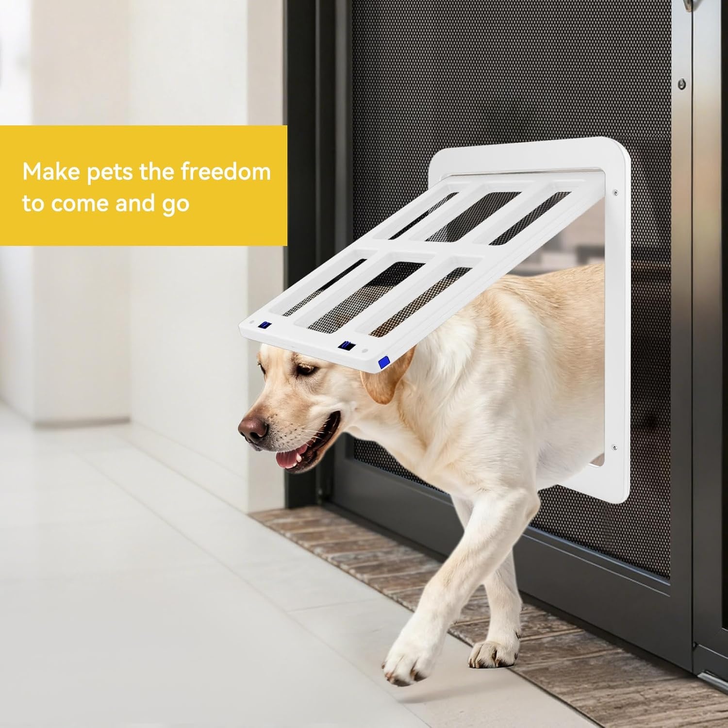image:imageEnjoying Cat Door for Screen Doors Passage Opening 83 x 103 Access Freely Magnetic Swing Flap Small Pet Door for Sliding Doors Window Lockable BlackWhite112W x 144H