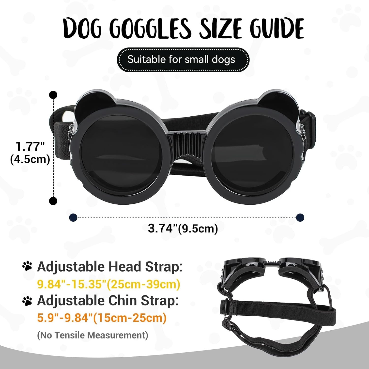 image:imageEnjoying Dog Goggles ExtraSmall to Small Breeds Dog Sunglasses UV Protection Driving Eye Protection for Little Dogs Breathable Windproof Dustproof AntiFog Adjustable Straps Panda WhitePanda Black