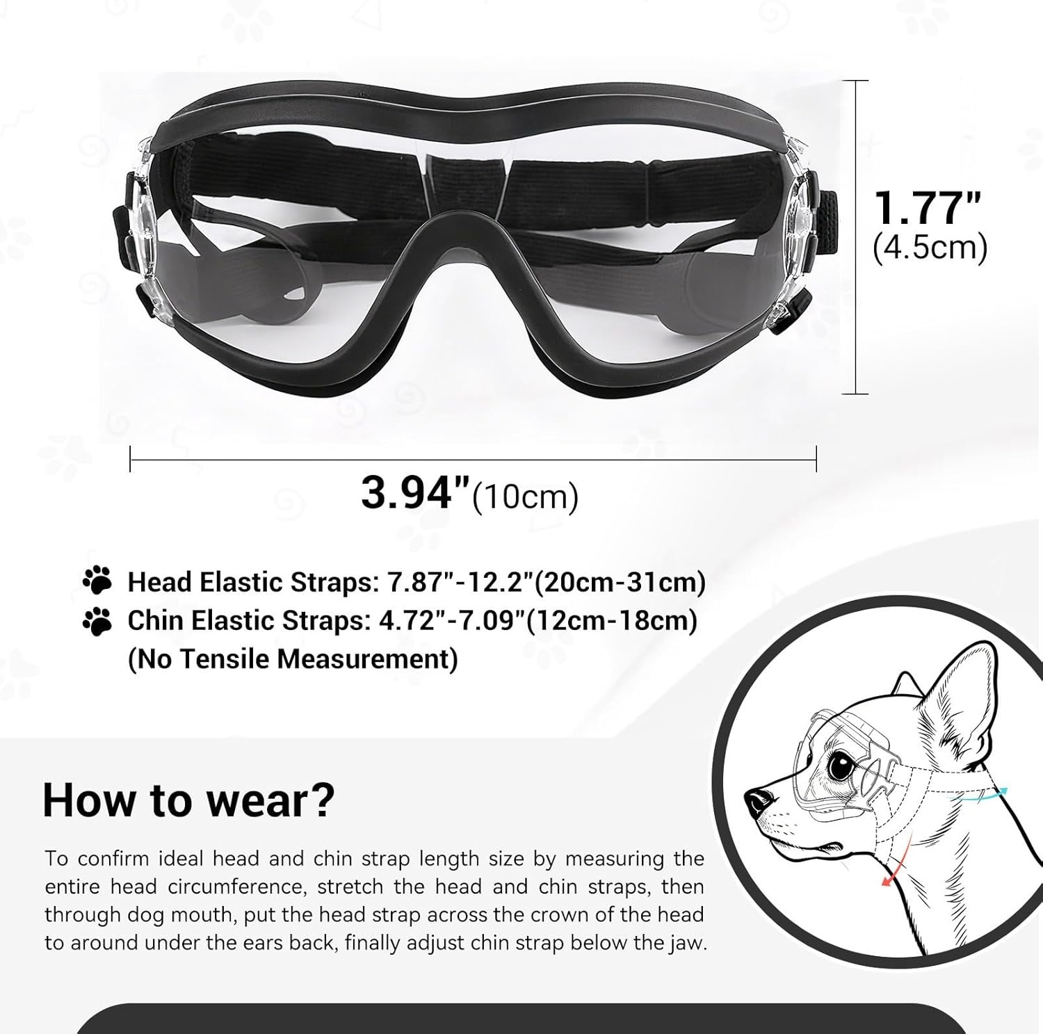 image:imageEnjoying Dog Goggles ExtraSmall to Small Breeds Dog Sunglasses UV Protection Driving Eye Protection for Little Dogs Breathable Windproof Dustproof AntiFog Adjustable Straps Panda WhiteTactical Clear