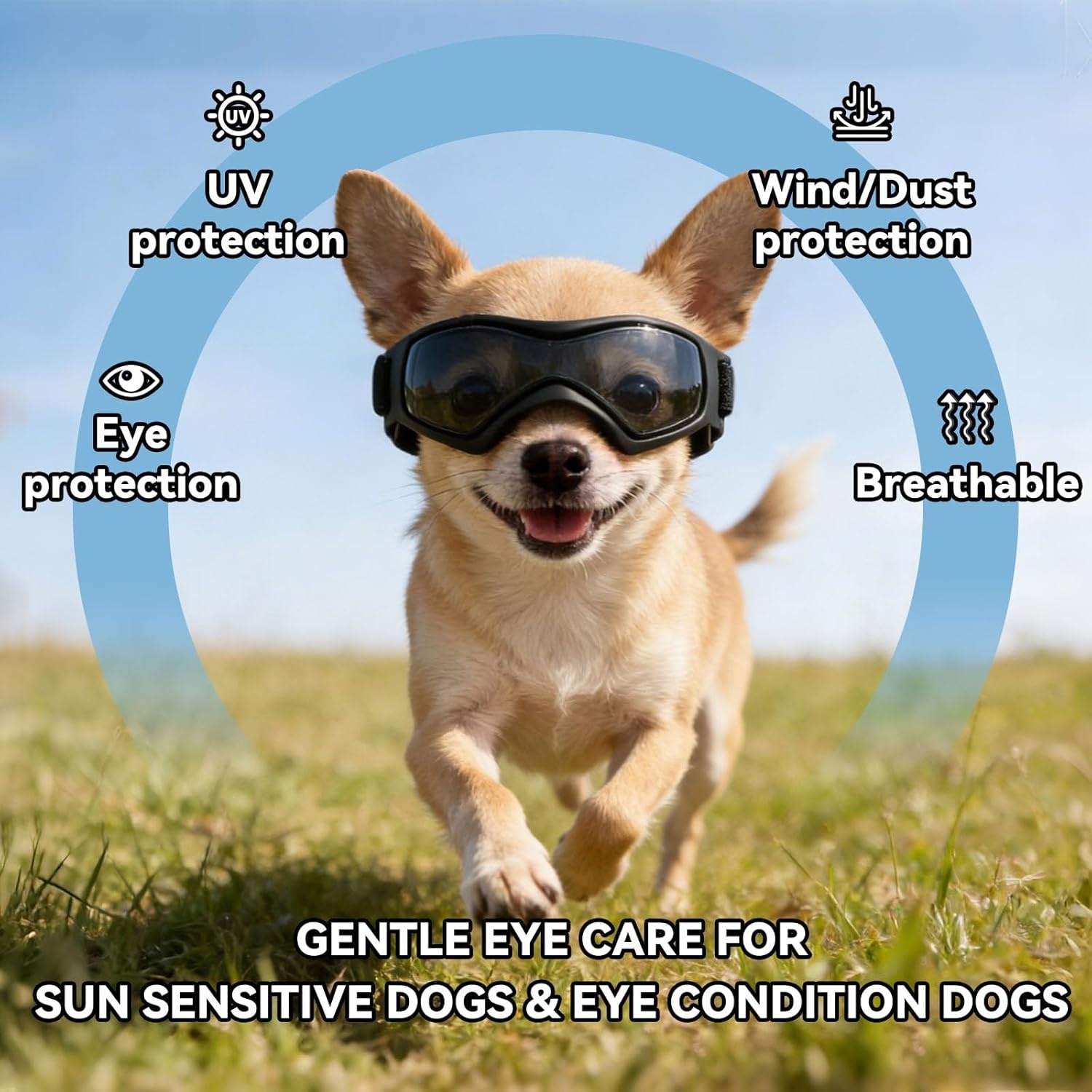 image:imageEnjoying Dog Goggles ExtraSmall to Small Breeds Dog Sunglasses UV Protection Driving Eye Protection for Little Dogs Breathable Windproof Dustproof AntiFog Adjustable Straps Panda WhiteStyle Black