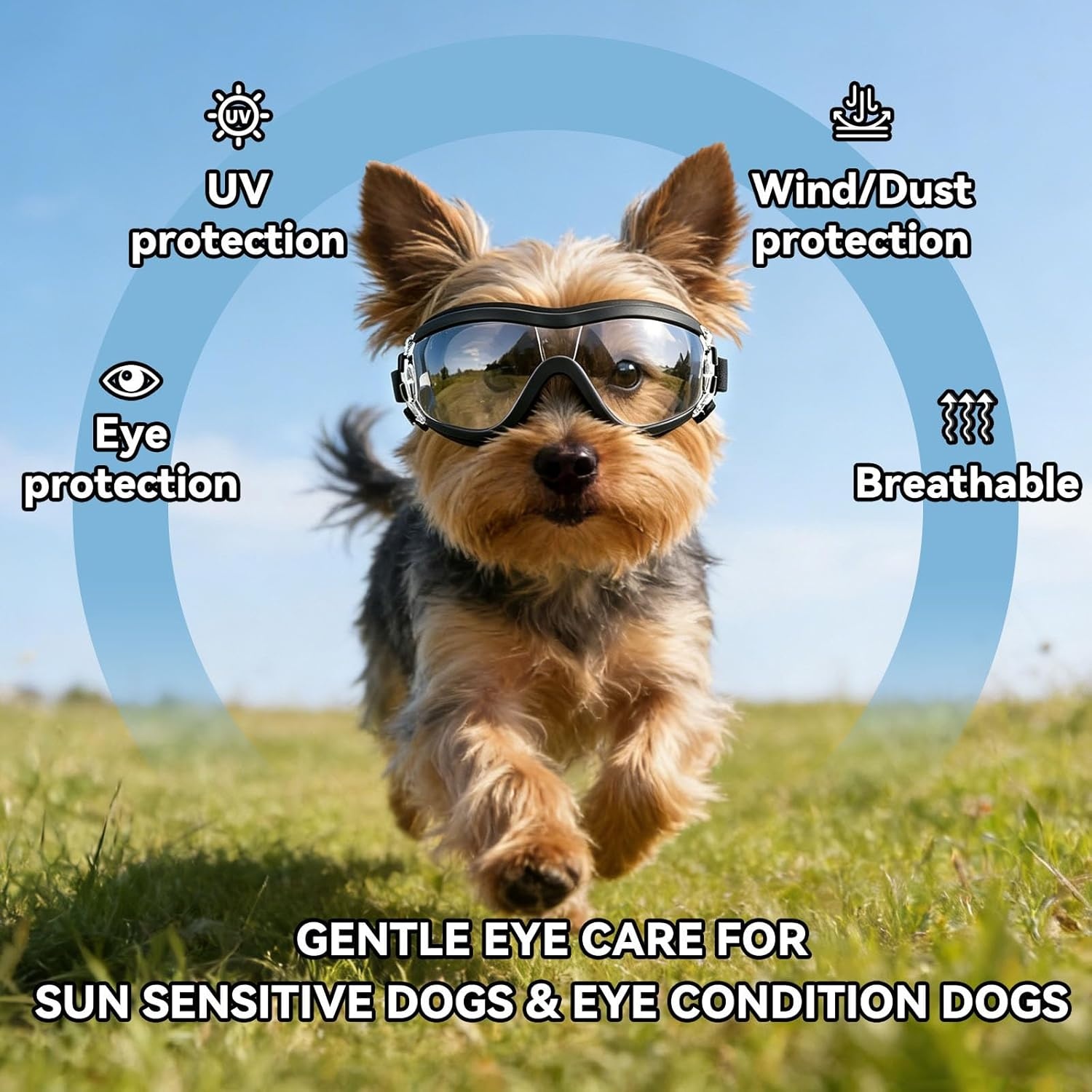 image:imageEnjoying Dog Goggles ExtraSmall to Small Breeds Dog Sunglasses UV Protection Driving Eye Protection for Little Dogs Breathable Windproof Dustproof AntiFog Adjustable Straps Panda WhiteTactical Clear