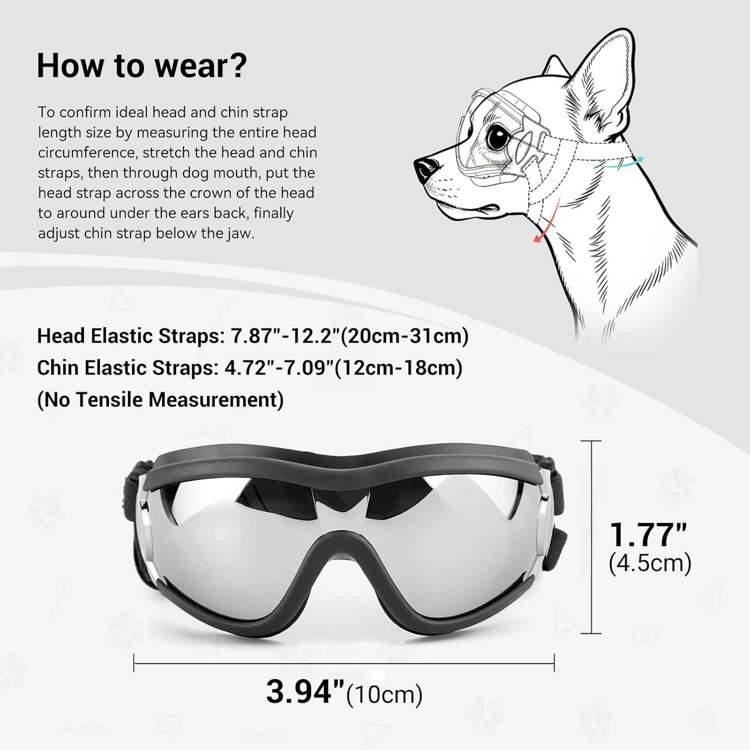 image:imageEnjoying Dog Goggles ExtraSmall to Small Breeds Dog Sunglasses UV Protection Driving Eye Protection for Little Dogs Breathable Windproof Dustproof AntiFog Adjustable Straps Panda WhiteTactical Black