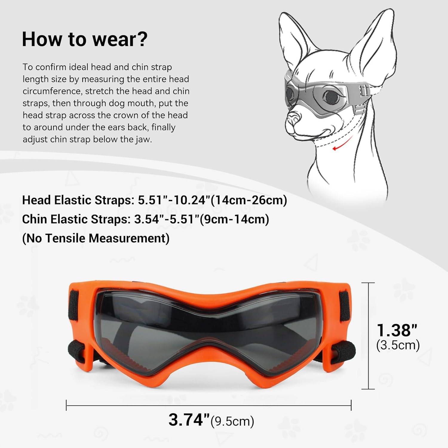 image:imageEnjoying Dog Goggles ExtraSmall to Small Breeds Dog Sunglasses UV Protection Driving Eye Protection for Little Dogs Breathable Windproof Dustproof AntiFog Adjustable Straps Panda WhiteStyle Orange
