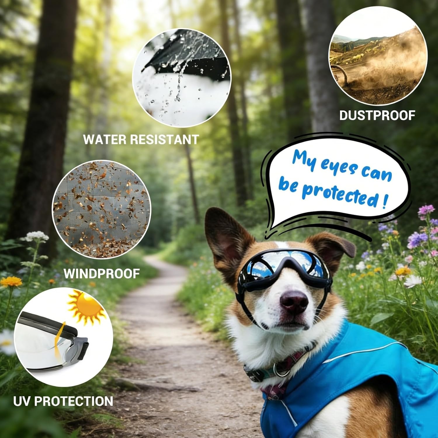 image:imageEnjoying Dog Goggles ExtraSmall to Small Breeds Dog Sunglasses UV Protection Driving Eye Protection for Little Dogs Breathable Windproof Dustproof AntiFog Adjustable Straps Panda WhiteJet Black