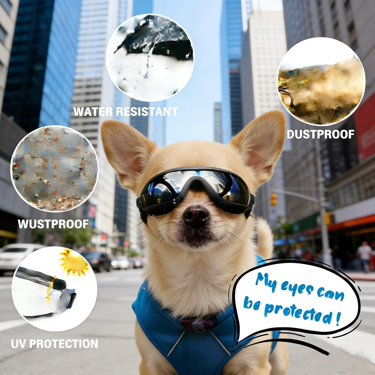 image:imageEnjoying Dog Goggles ExtraSmall to Small Breeds Dog Sunglasses UV Protection Driving Eye Protection for Little Dogs Breathable Windproof Dustproof AntiFog Adjustable Straps Panda WhiteTactical Black