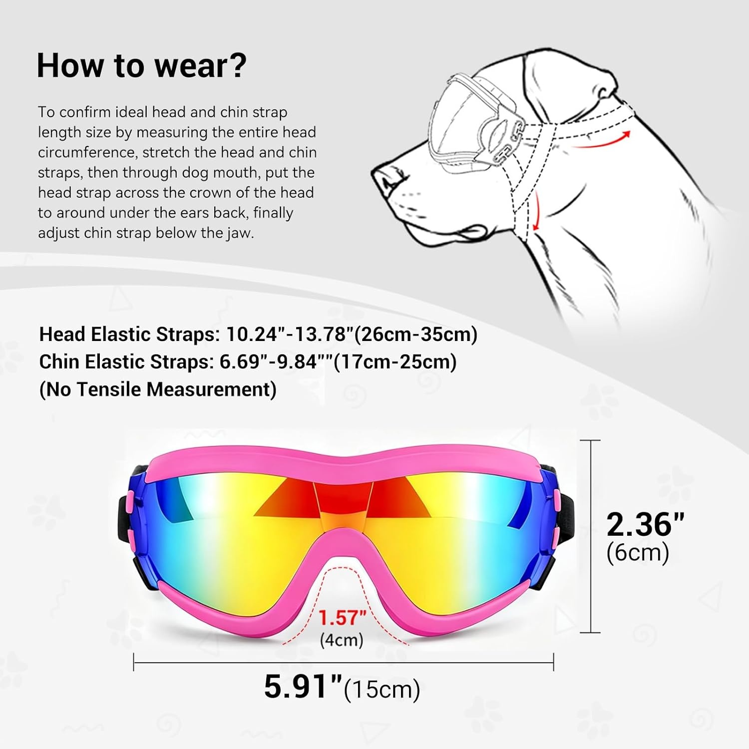 image:imageEnjoying Dog Goggles ExtraSmall to Small Breeds Dog Sunglasses UV Protection Driving Eye Protection for Little Dogs Breathable Windproof Dustproof AntiFog Adjustable Straps Panda WhiteNeon Pink