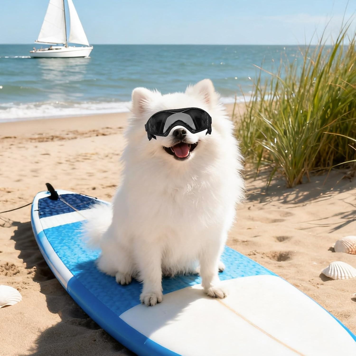 image:imageEnjoying Dog Goggles ExtraSmall to Small Breeds Dog Sunglasses UV Protection Driving Eye Protection for Little Dogs Breathable Windproof Dustproof AntiFog Adjustable Straps Panda WhiteStyle Black