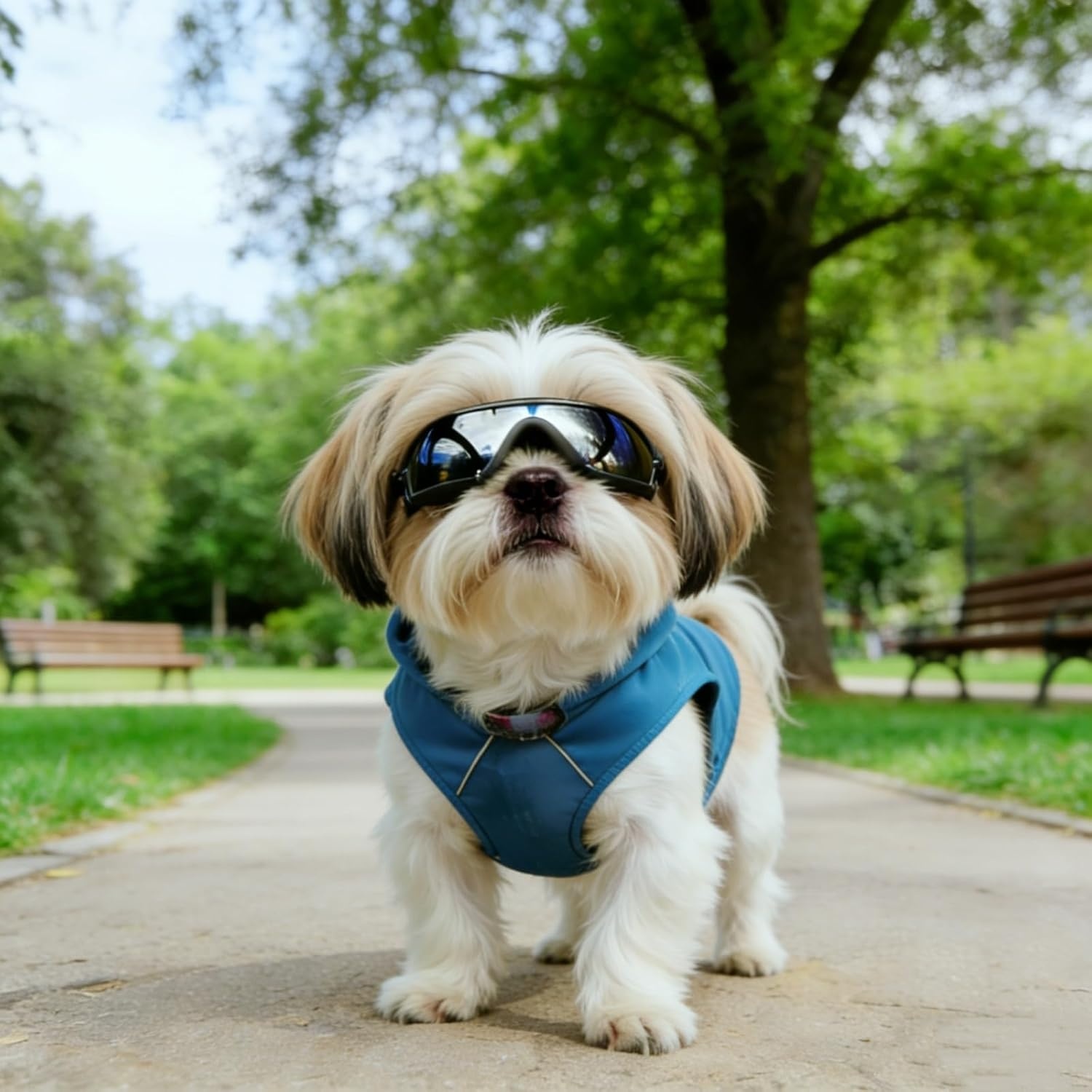 image:imageEnjoying Dog Goggles ExtraSmall to Small Breeds Dog Sunglasses UV Protection Driving Eye Protection for Little Dogs Breathable Windproof Dustproof AntiFog Adjustable Straps Panda WhiteTactical Black