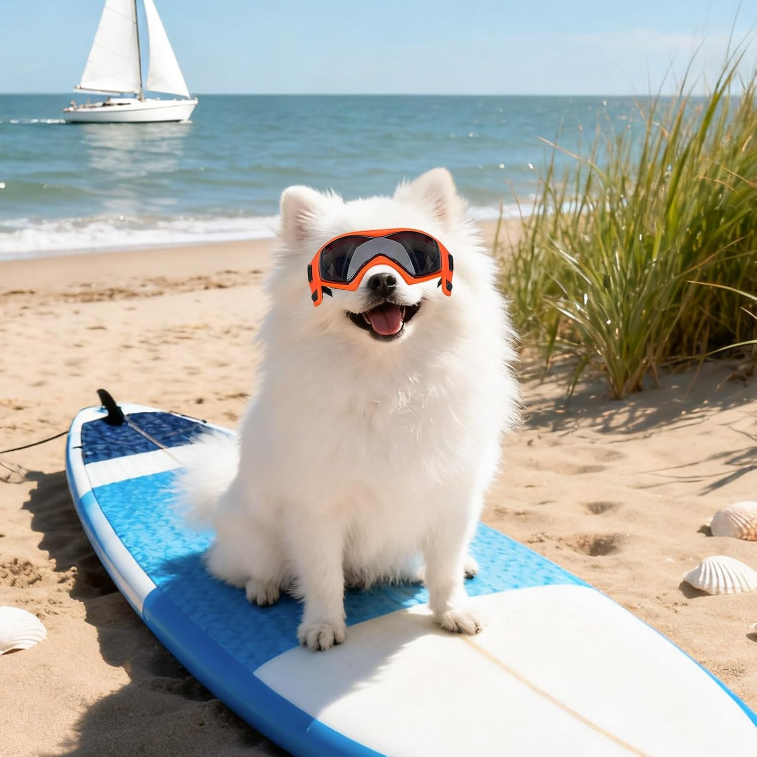 image:imageEnjoying Dog Goggles ExtraSmall to Small Breeds Dog Sunglasses UV Protection Driving Eye Protection for Little Dogs Breathable Windproof Dustproof AntiFog Adjustable Straps Panda WhiteStyle Orange